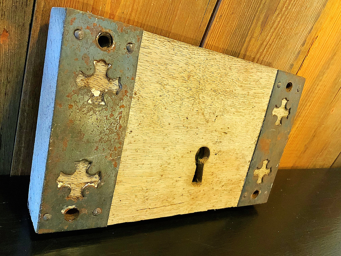 English antique wooden lock