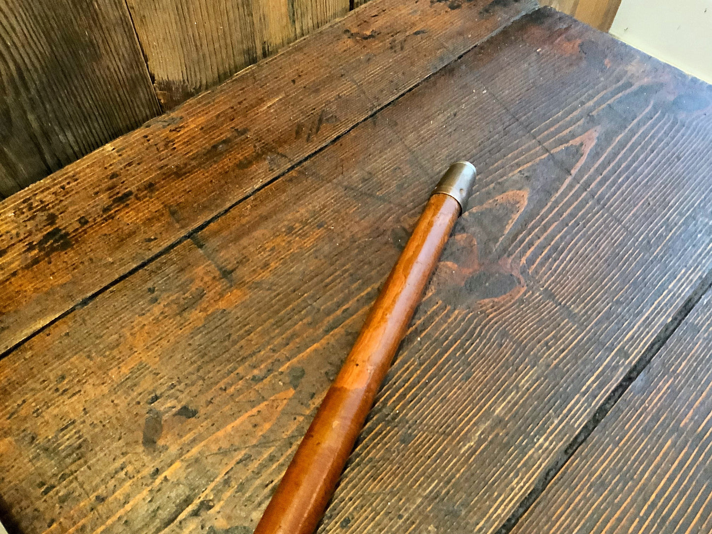 English antique wooden walking stick