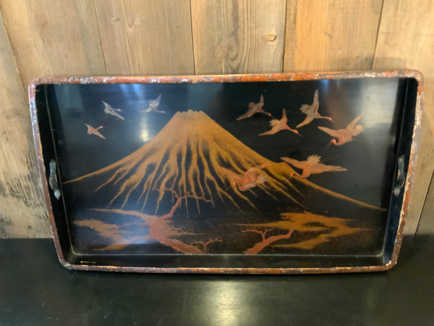 Japanese lacquered & decorated tray