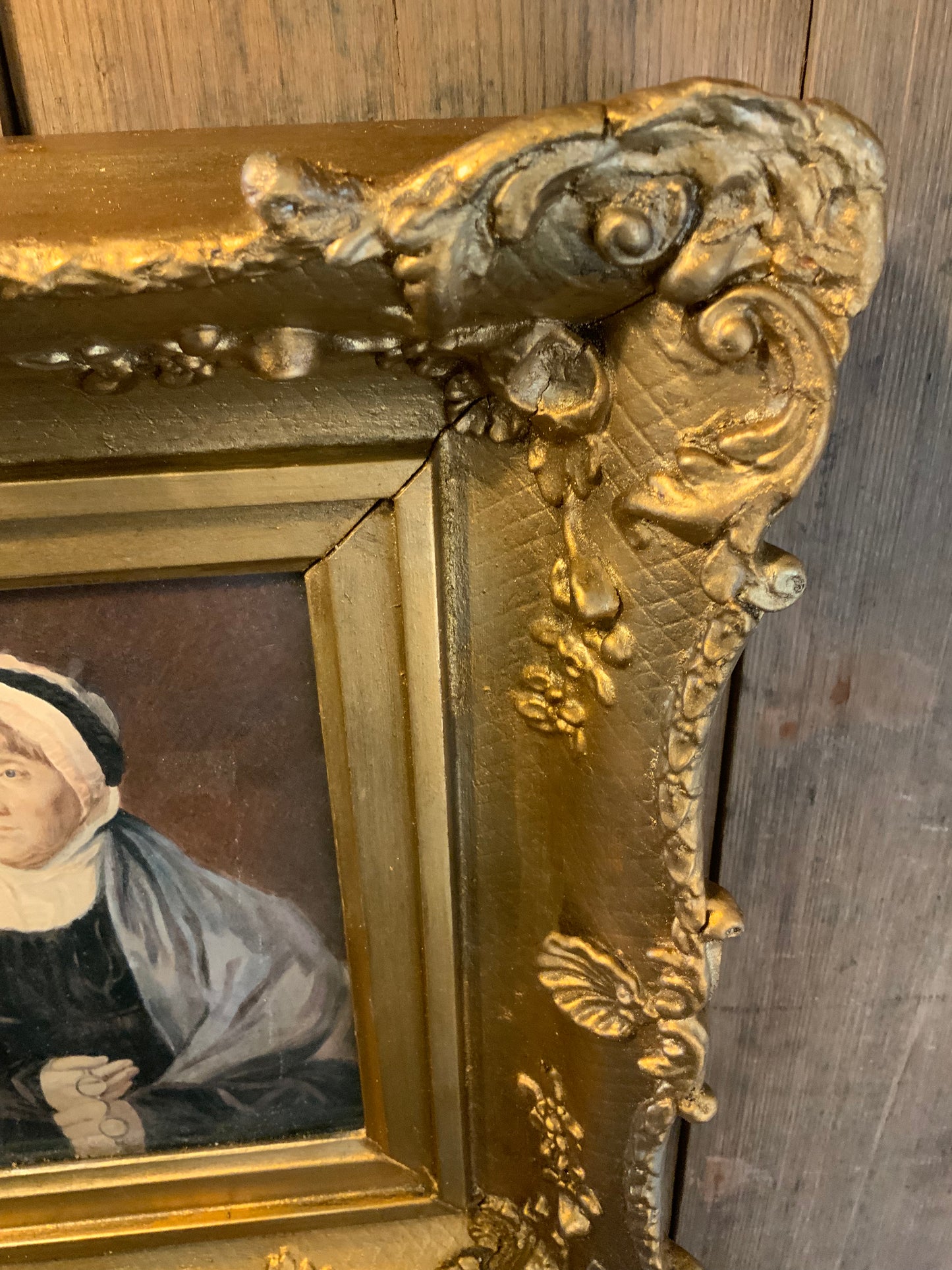 Antique gilt framed, hand painted picture