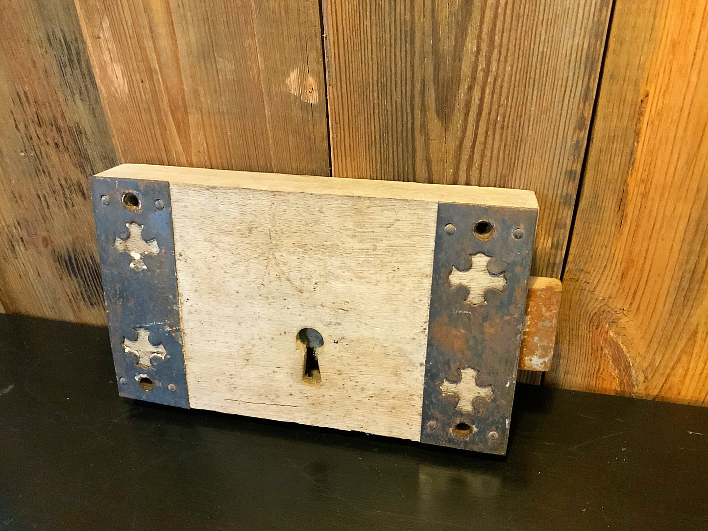English antique wooden lock
