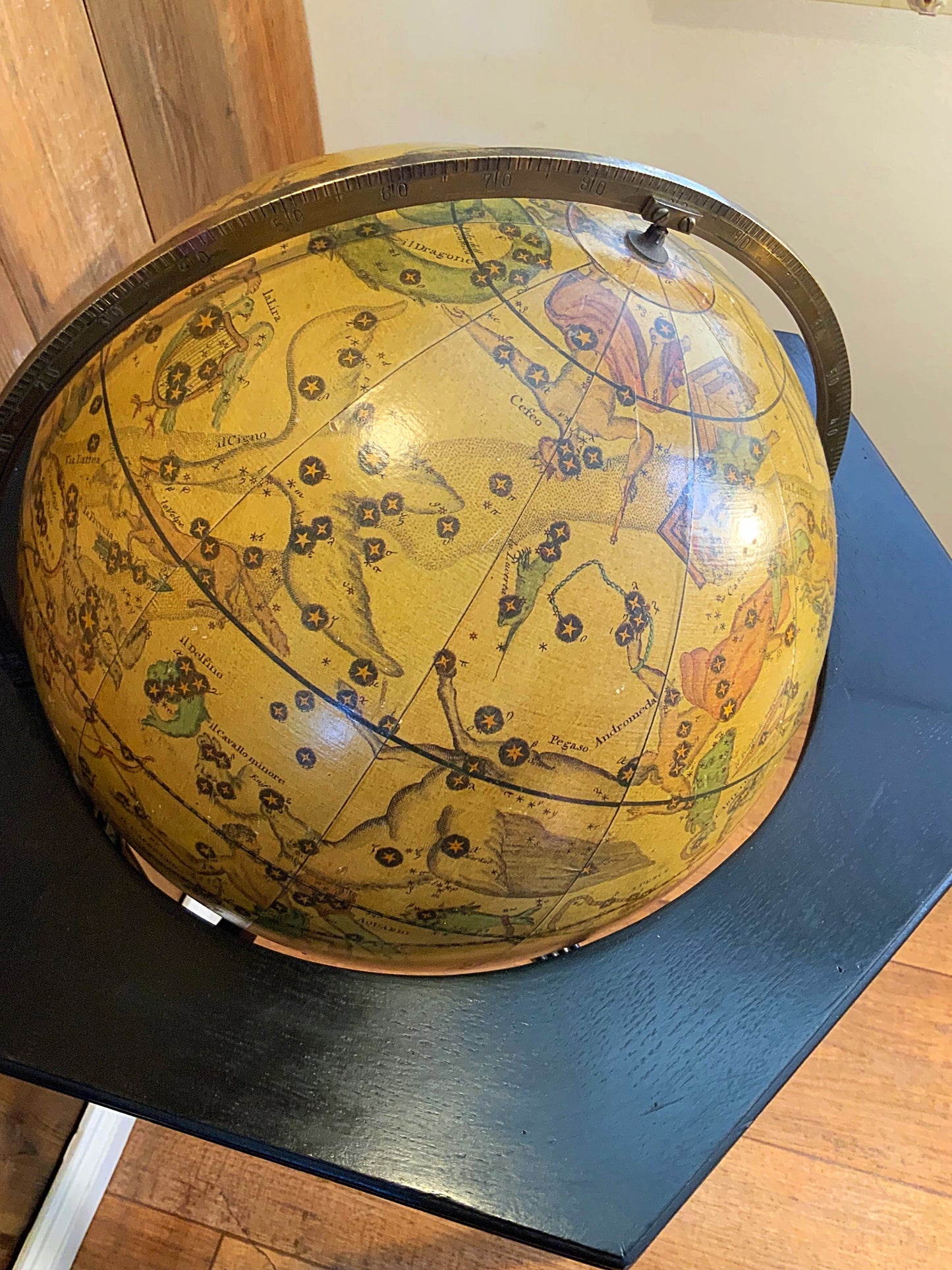 English Edwardian ebonised table mounted globe