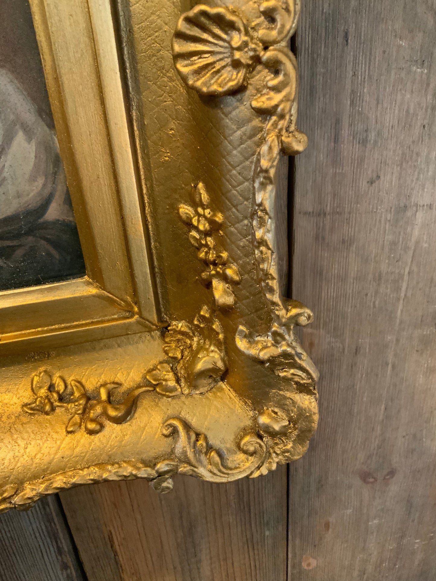 Antique gilt framed, hand painted picture