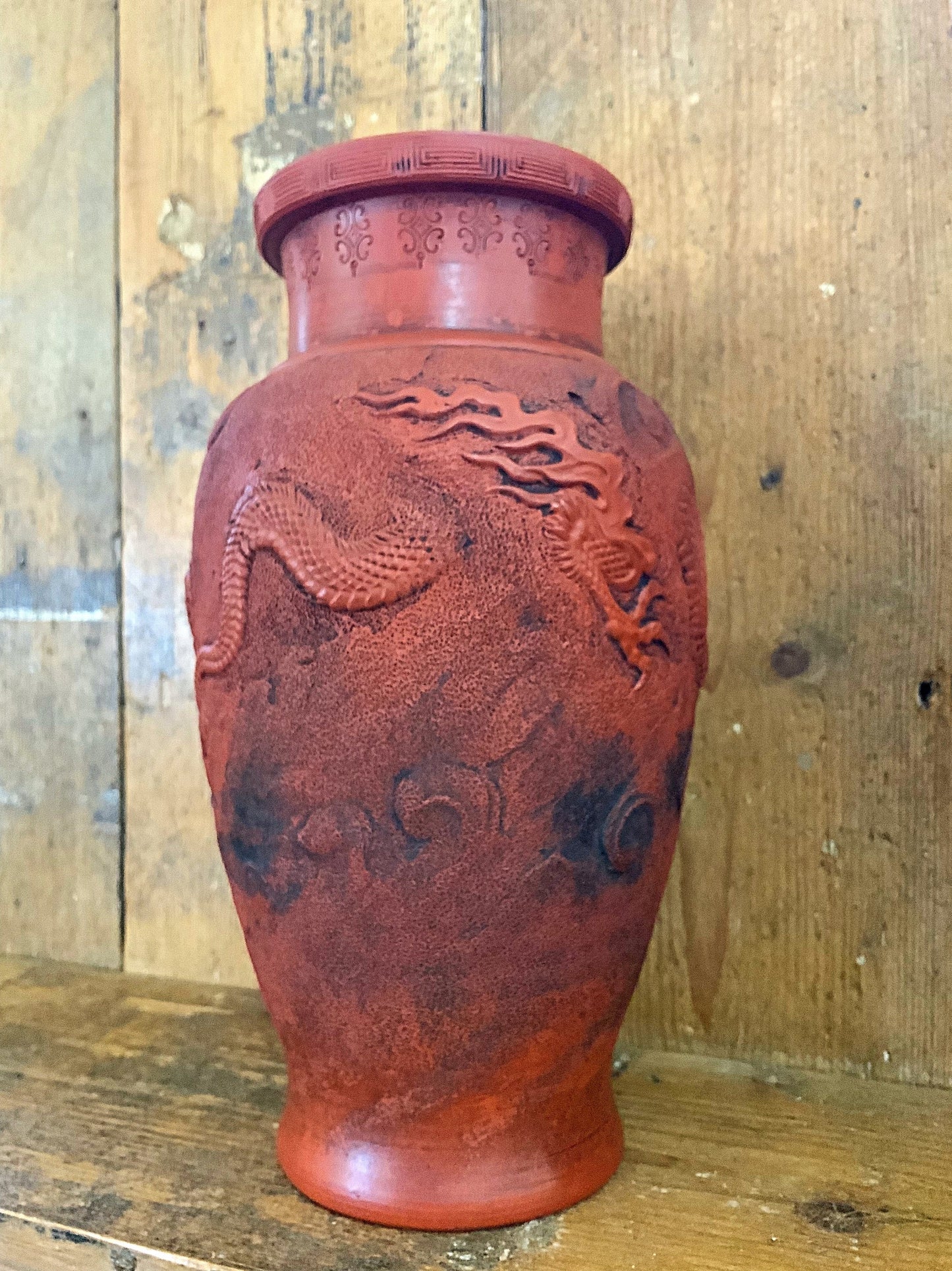 An attractive pair of Chinese dragon vases