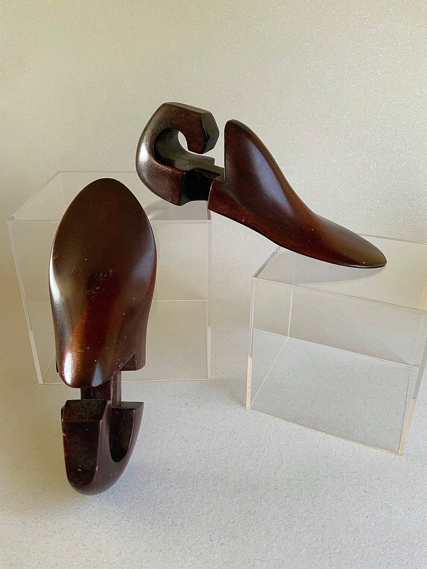 Two beautiful mahogany shoe lasts