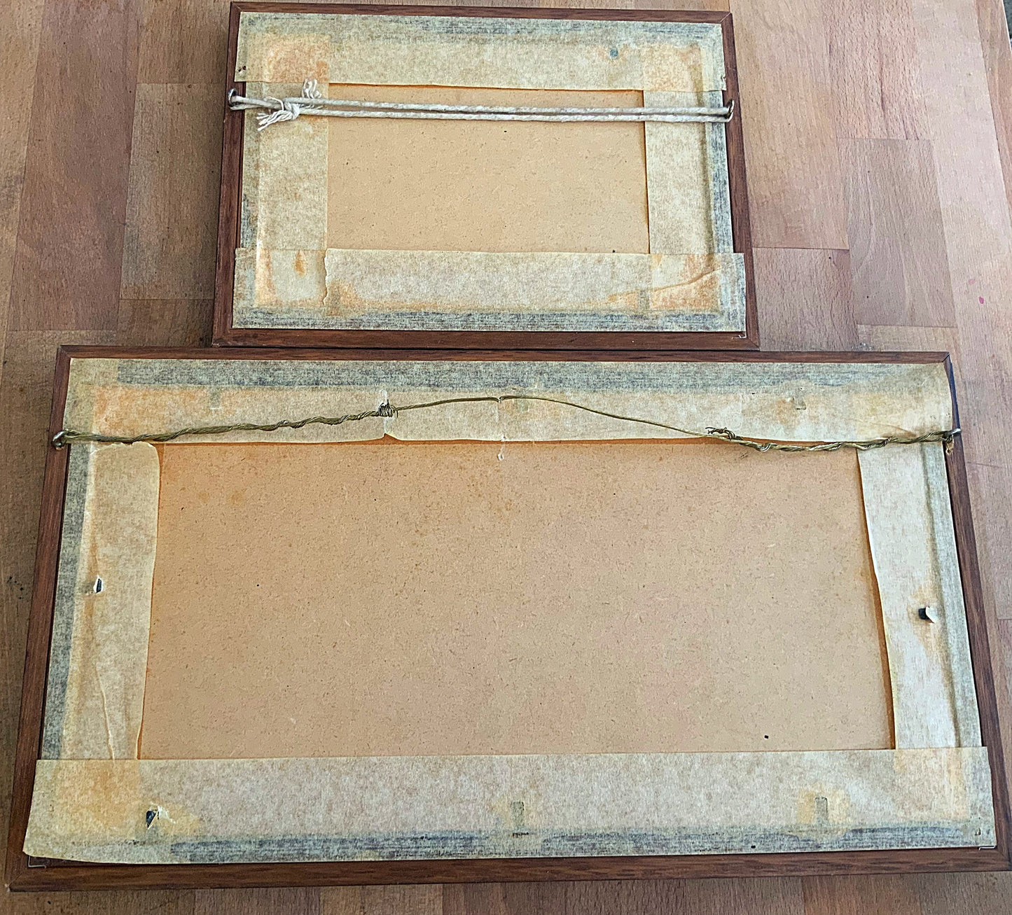 A pair of Indian, framed silks