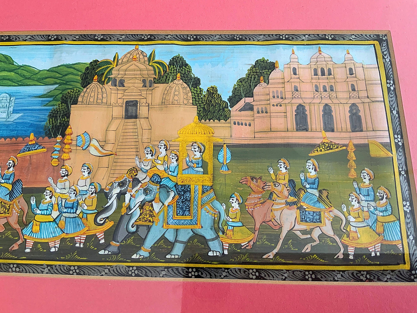 A pair of Indian, framed silks