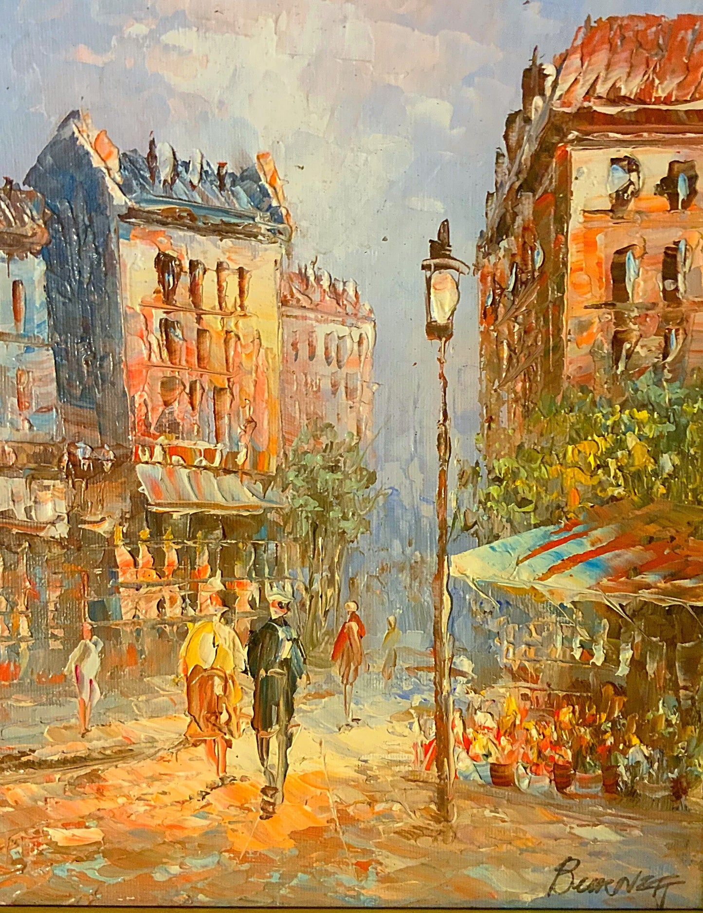 A colourful signed oil painting by Caroline Burnette