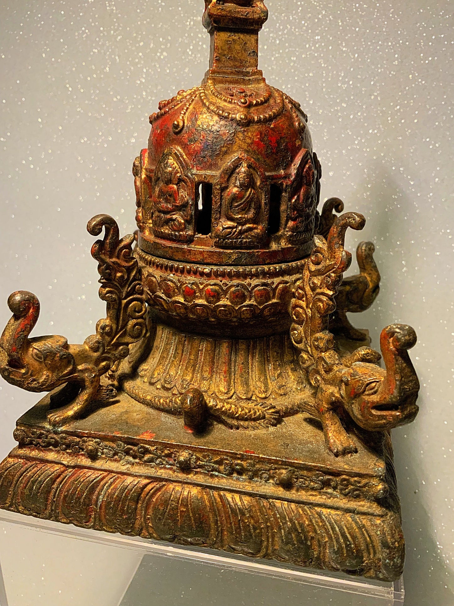 A Stunning antique bronze Buddha temple