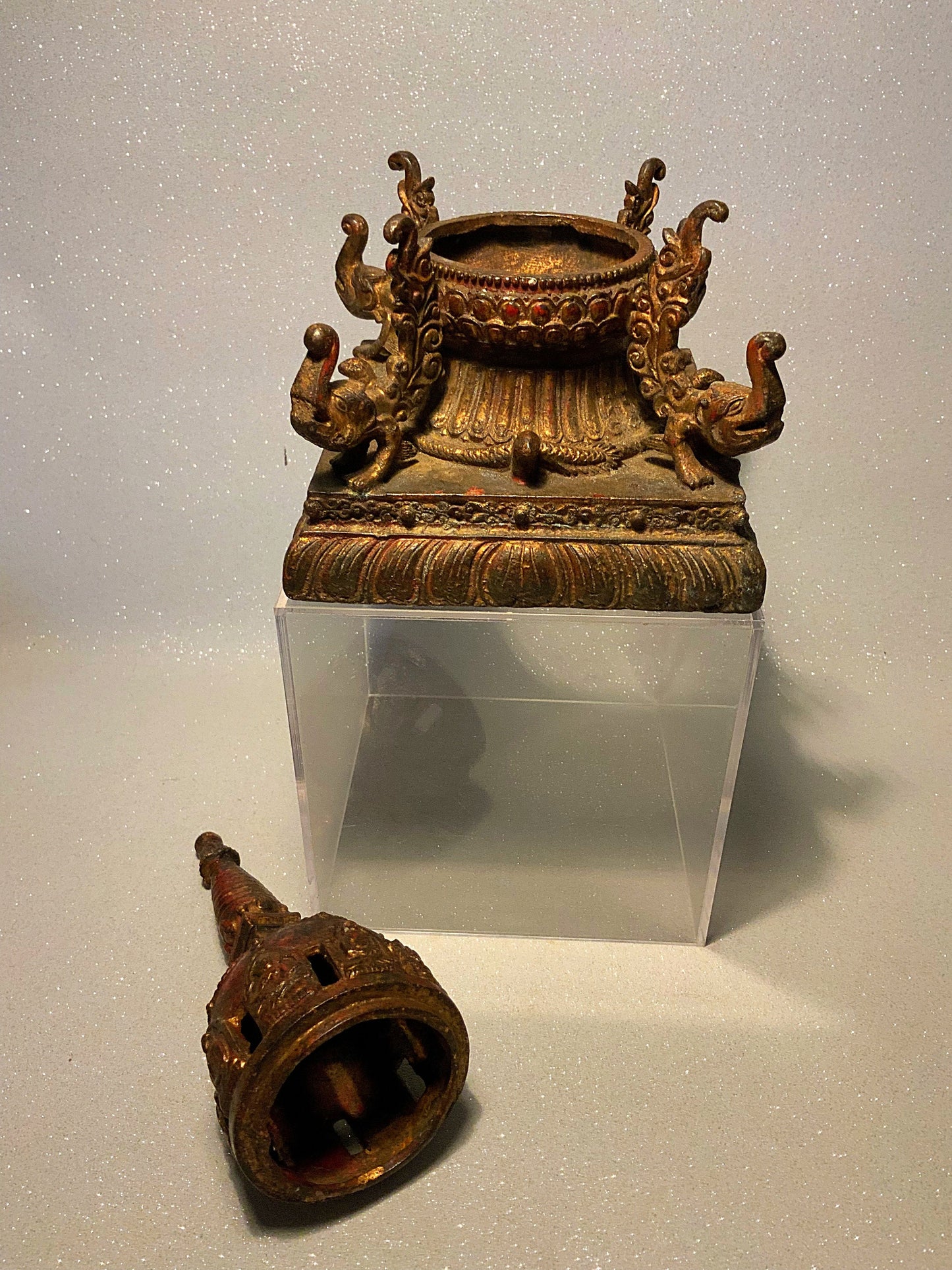 A Stunning antique bronze Buddha temple