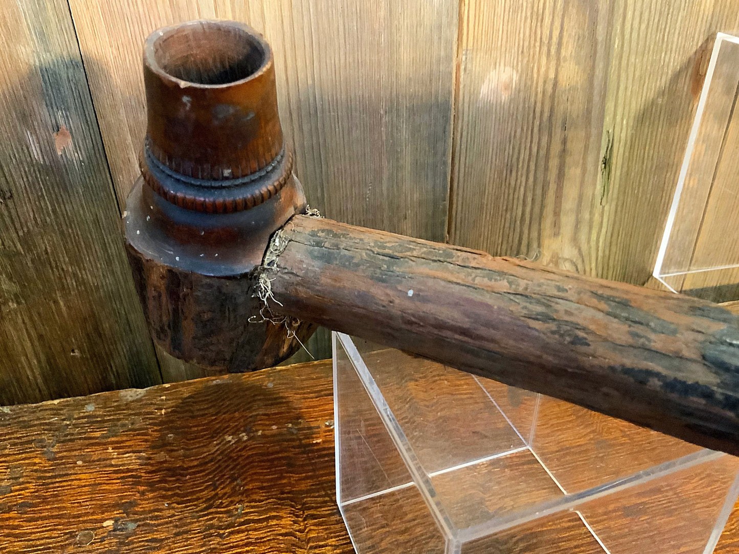 An antique tramp art smoking pipe