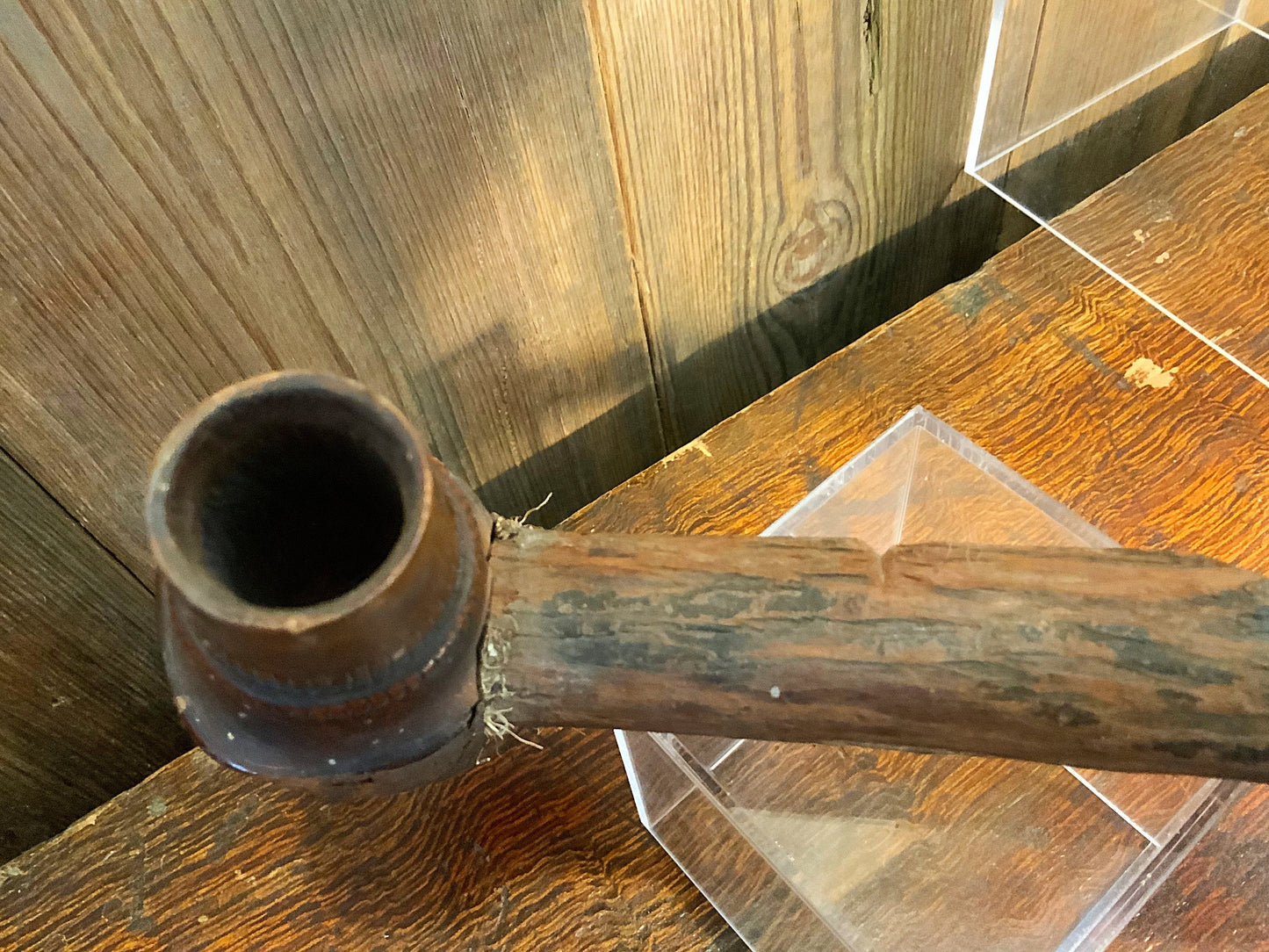 An antique tramp art smoking pipe