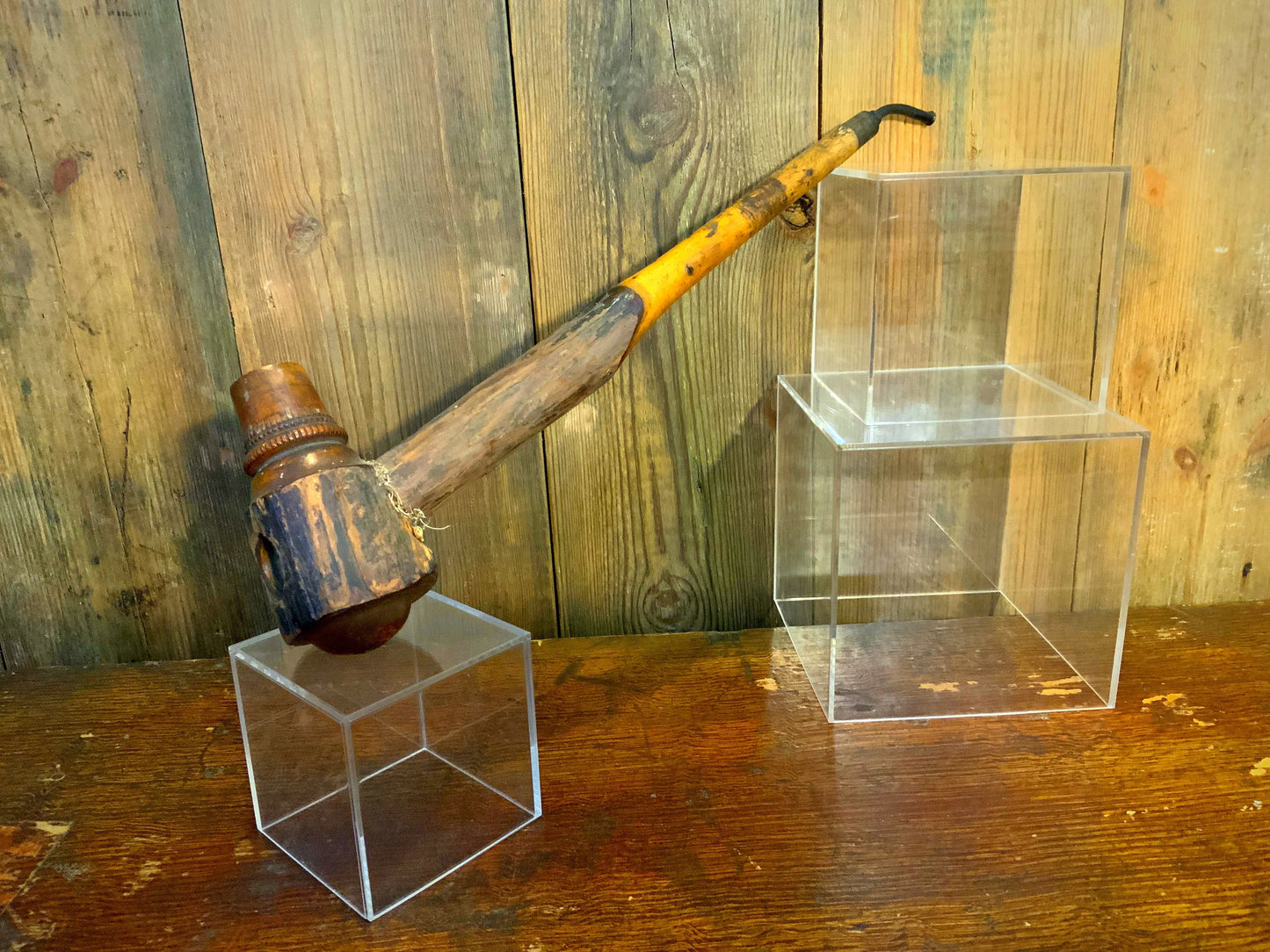An antique tramp art smoking pipe