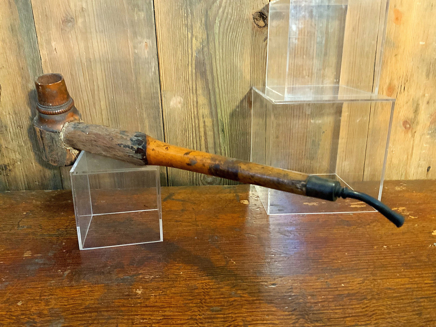 An antique tramp art smoking pipe