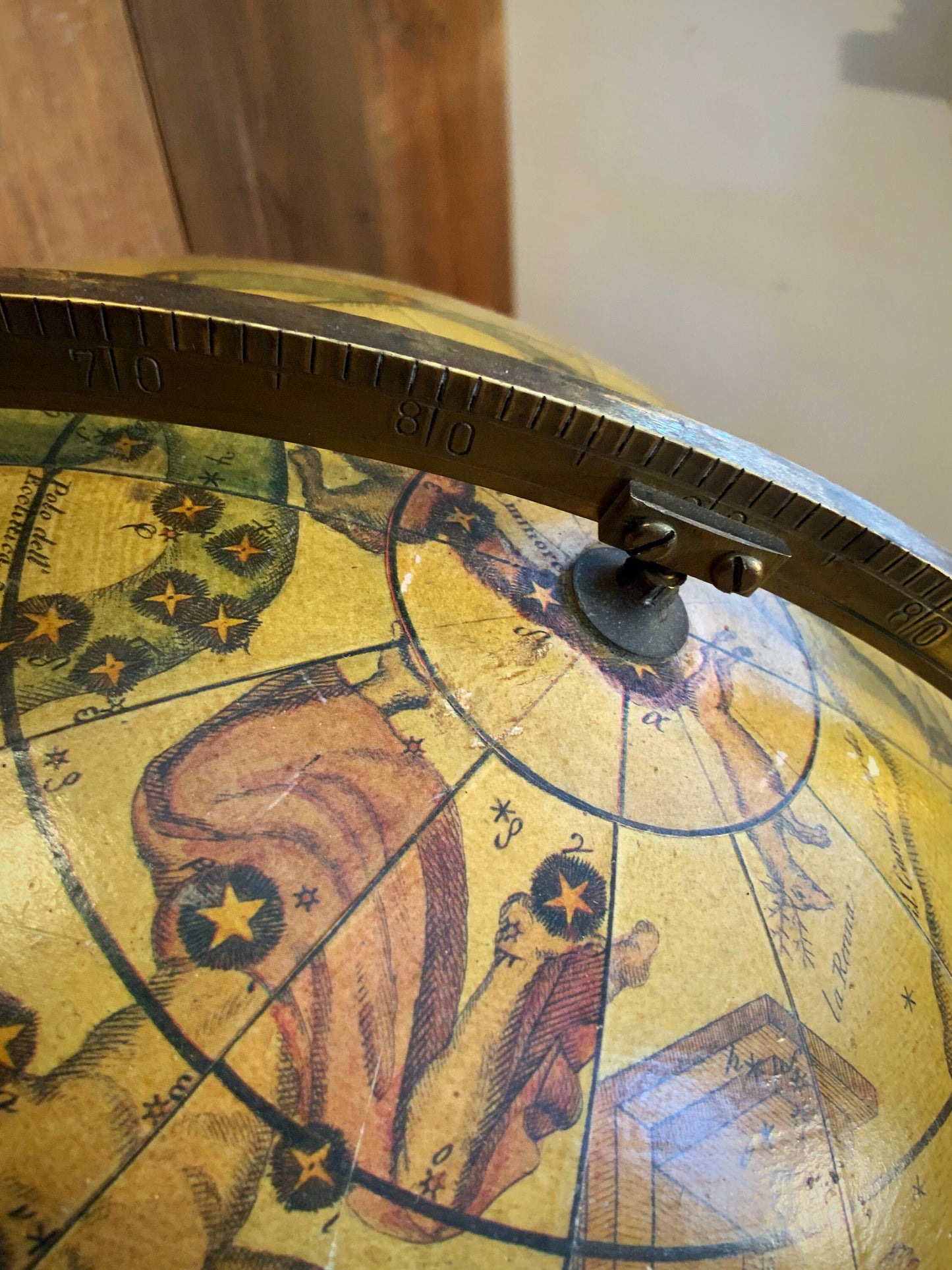An outstanding Edwardian celestial globe in mount