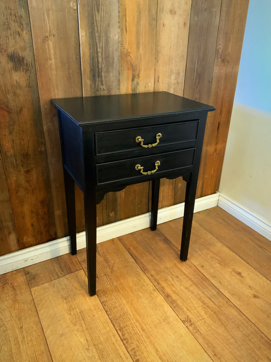 English antique ebonised side cabinet