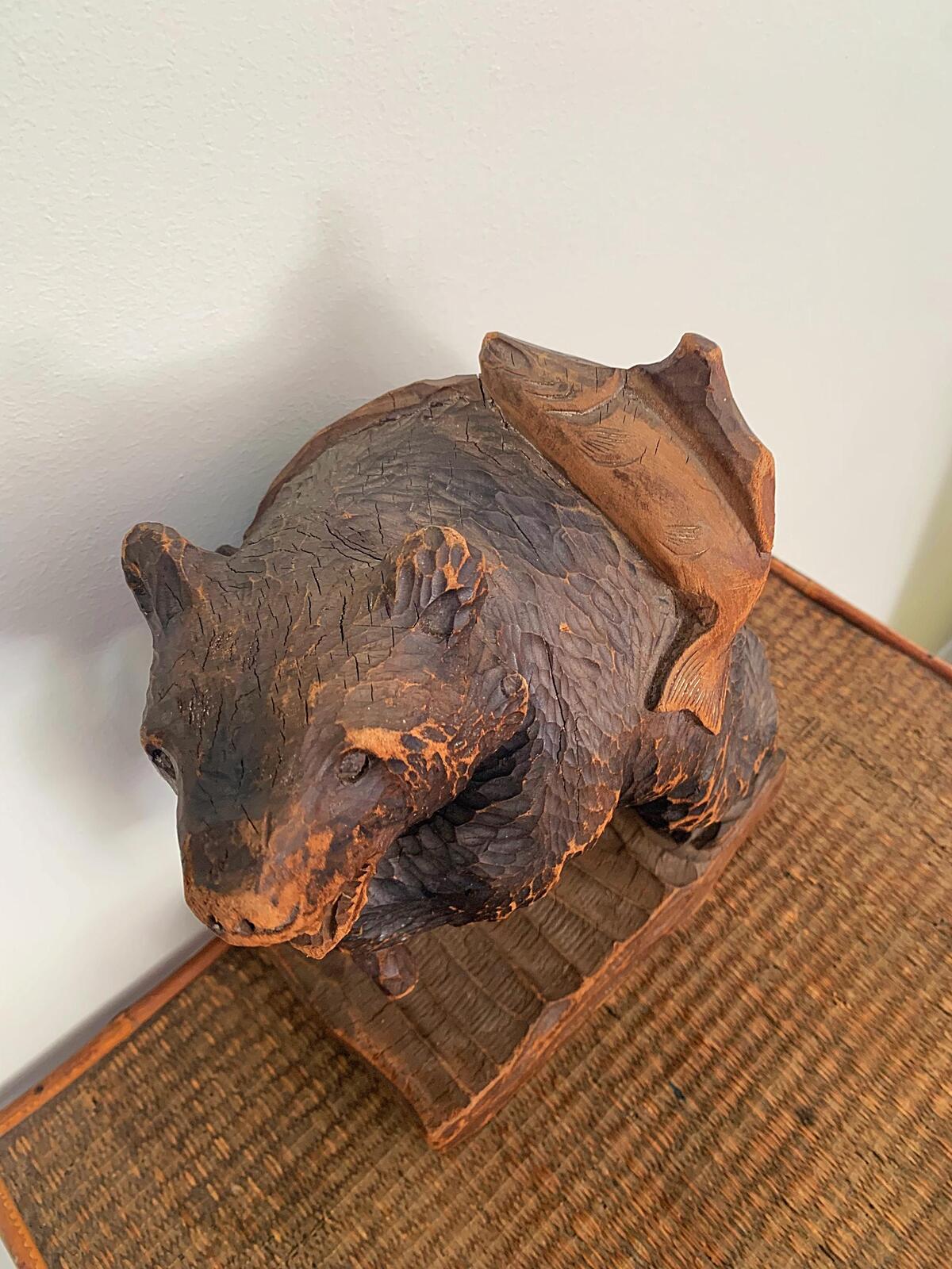 Japanese mid century Hokkaido Ainu carved bear