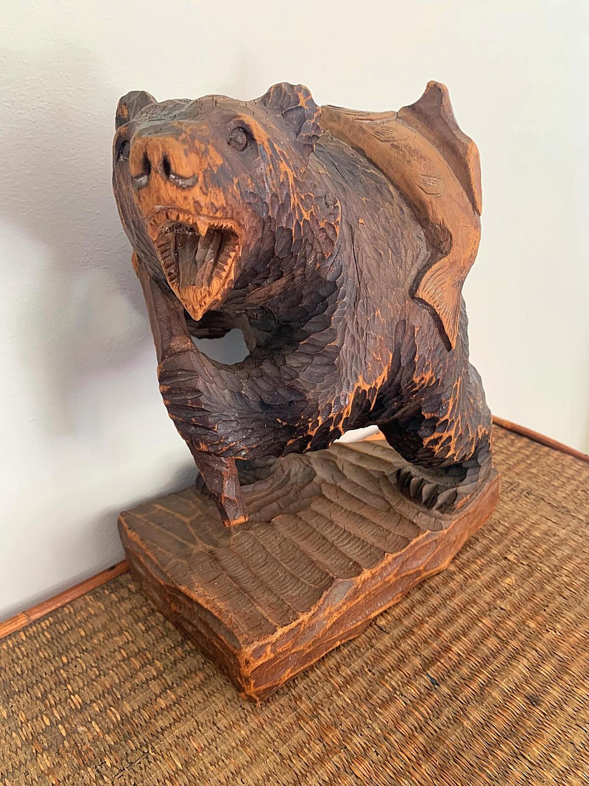 Japanese mid century Hokkaido Ainu carved bear