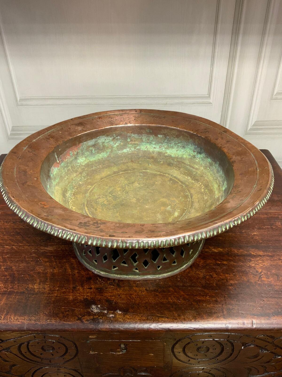 19th century antique brass fruit bowl