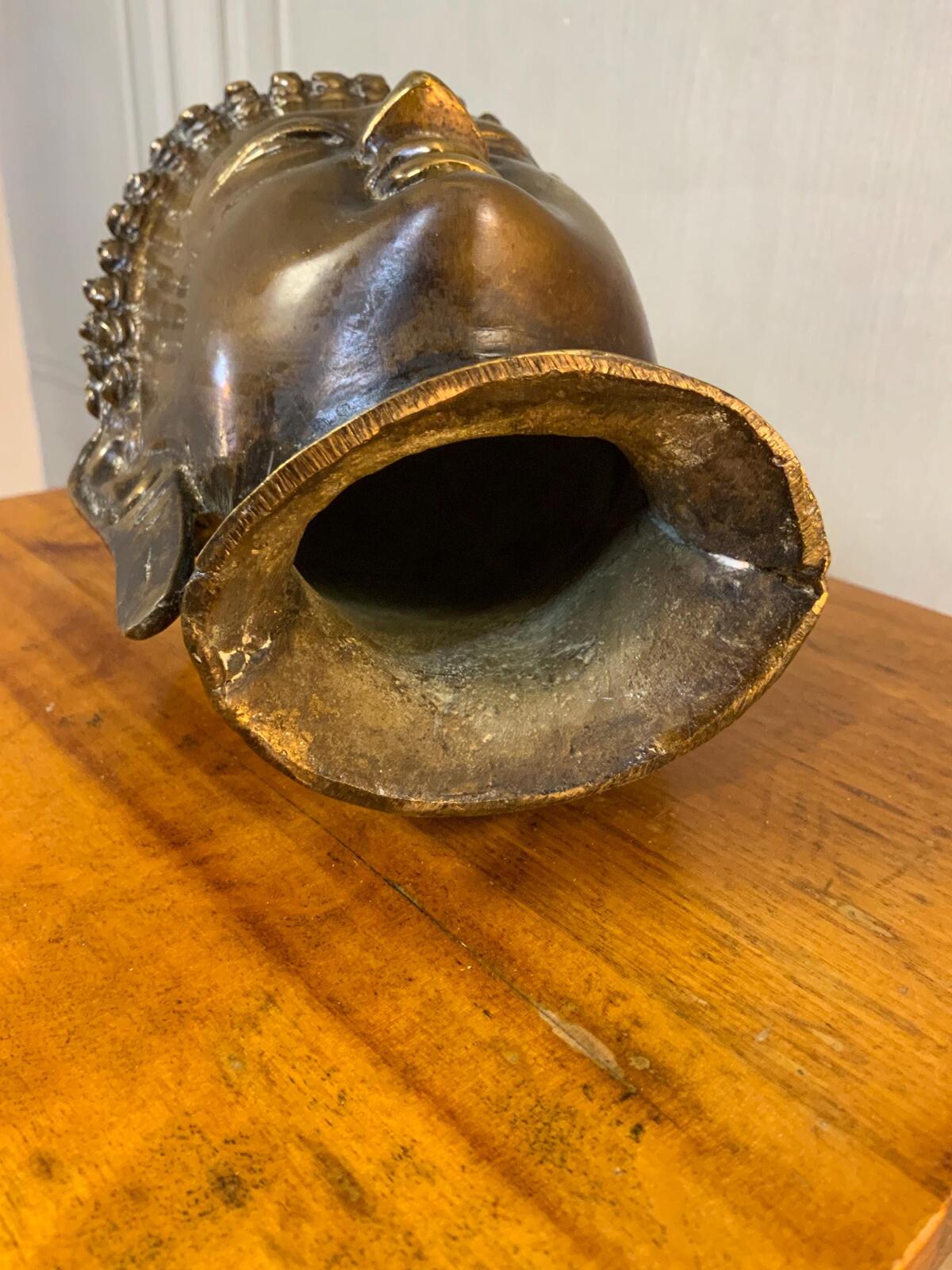 Bronze Buddha Head Statue, Home Decor (20cm)