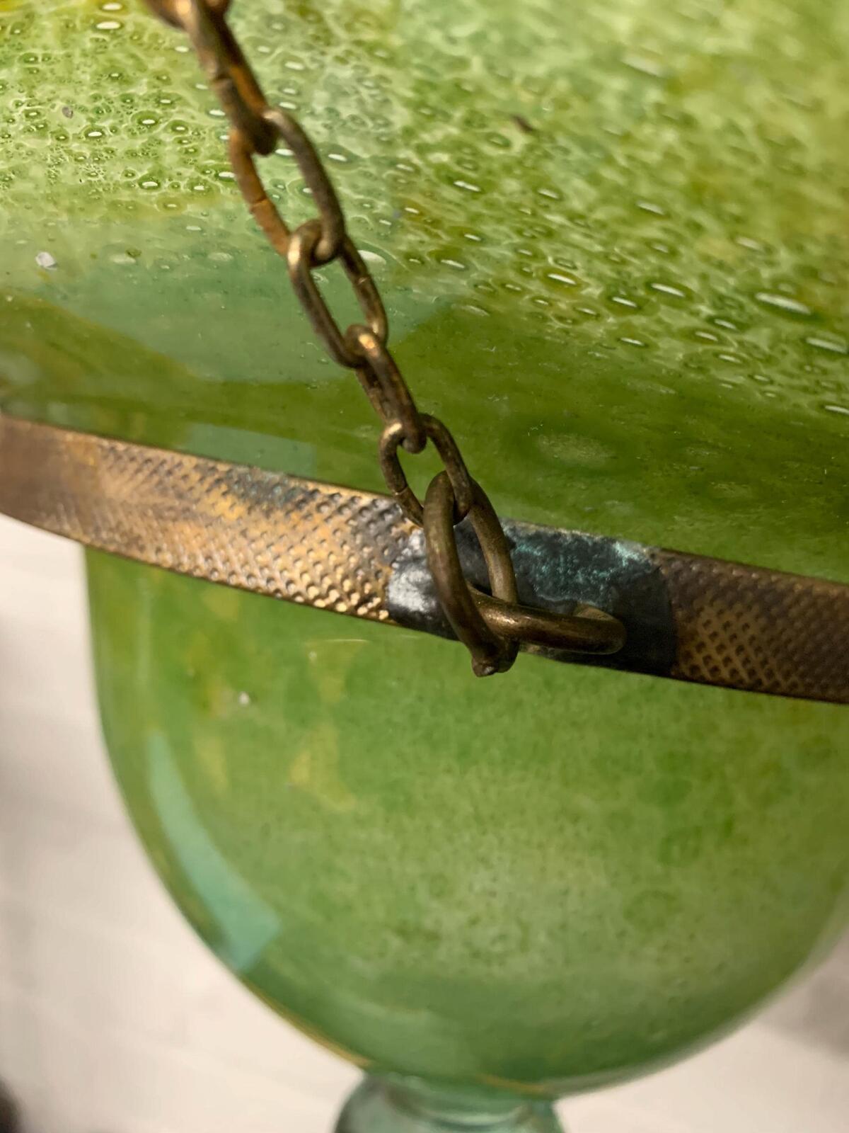 Vintage green hand blown pendant light