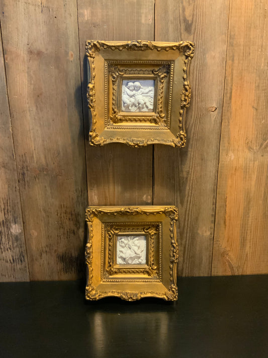 Italian gilt plaster framed plaques