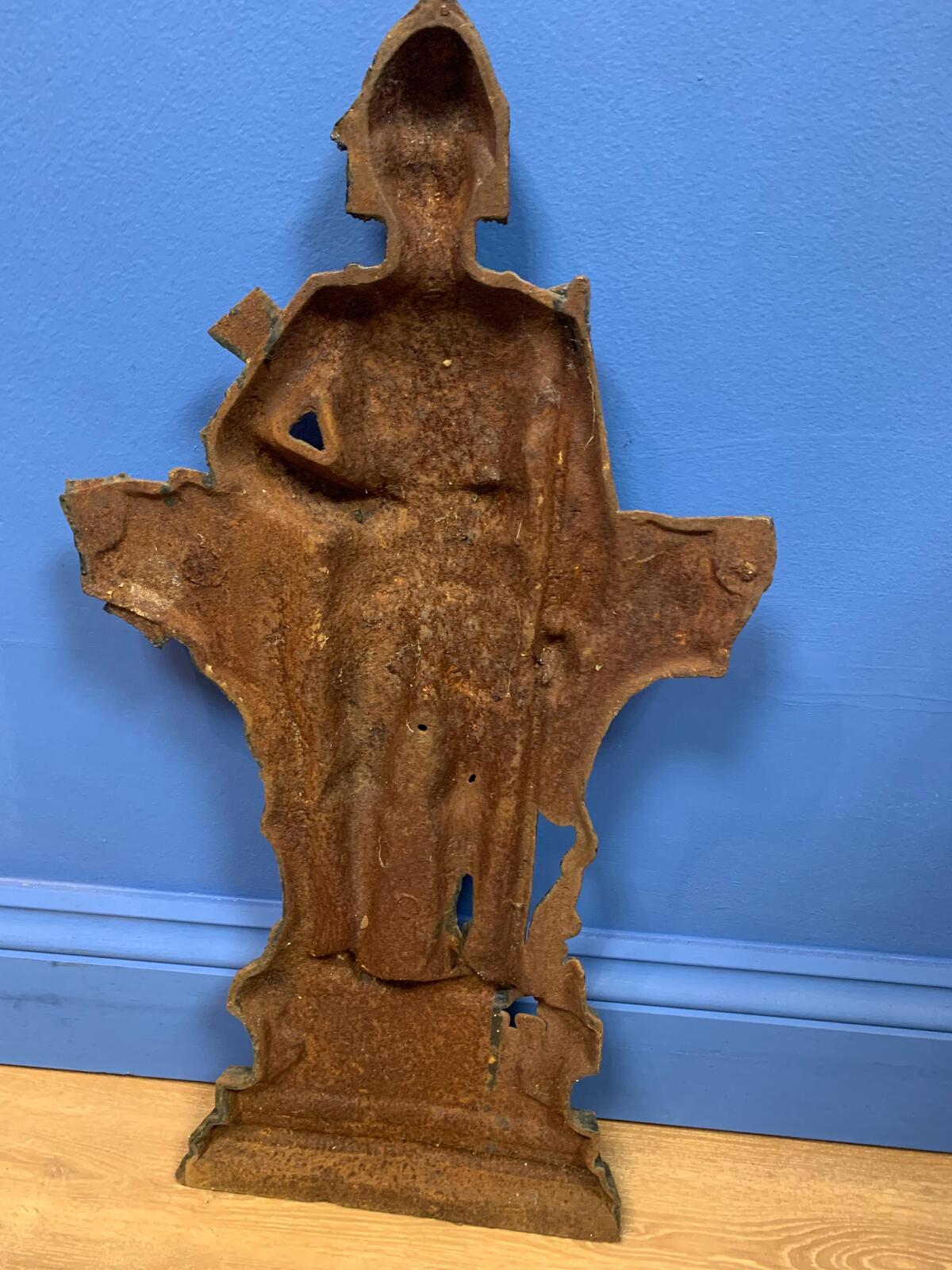 English antique cast iron statue of a soldier