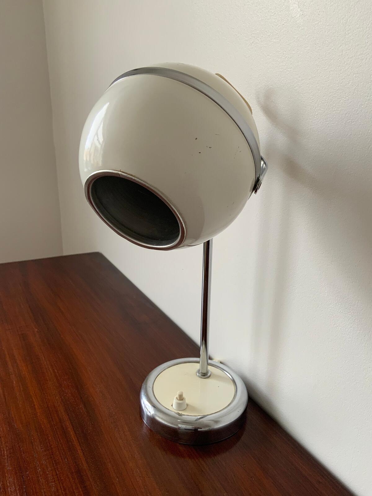 Vintage Eyeball Lamp, Retro Chrome Accent Table Lamp