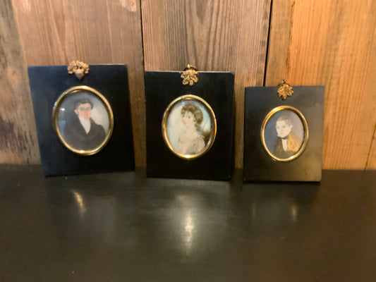 English 18th c family set of miniature paintings