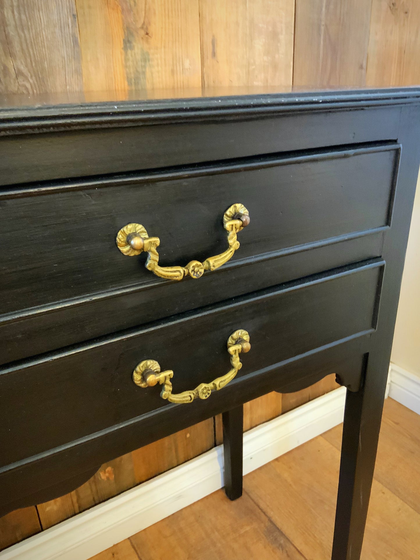 English antique ebonised side cabinet