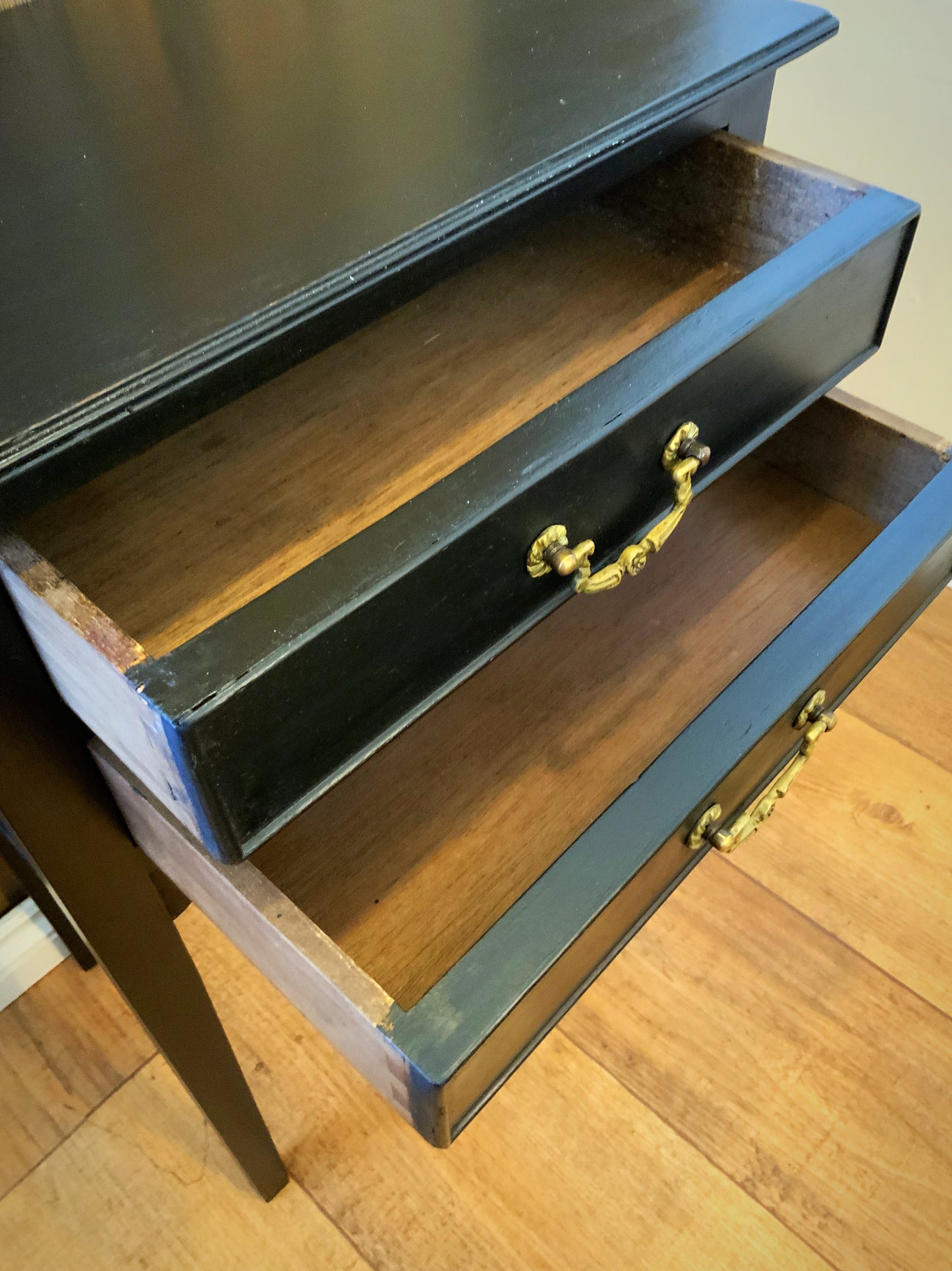 English antique ebonised side cabinet