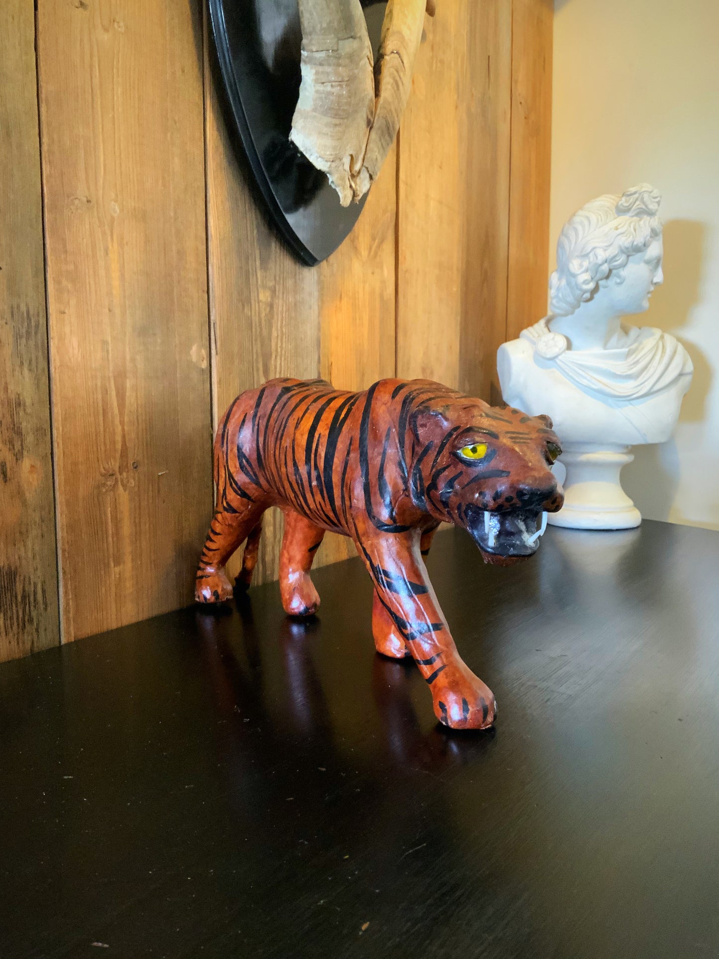 A beautiful leather tiger figurine