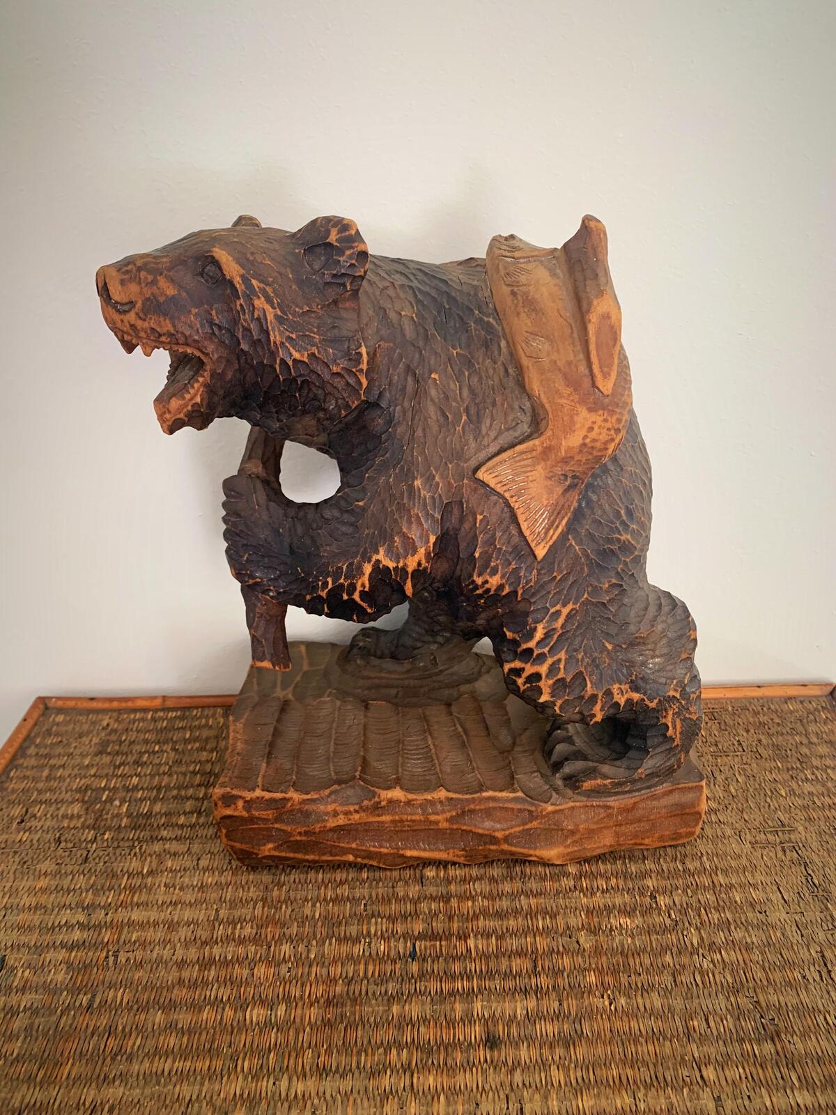 Japanese mid century Hokkaido Ainu carved bear