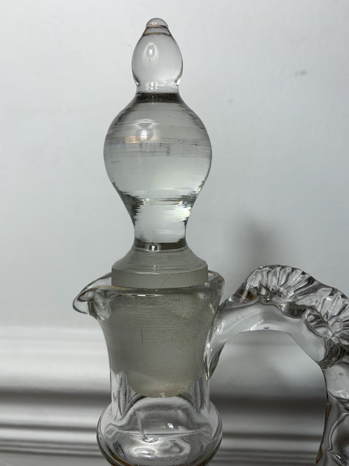 19th century etched and painted wine carafe
