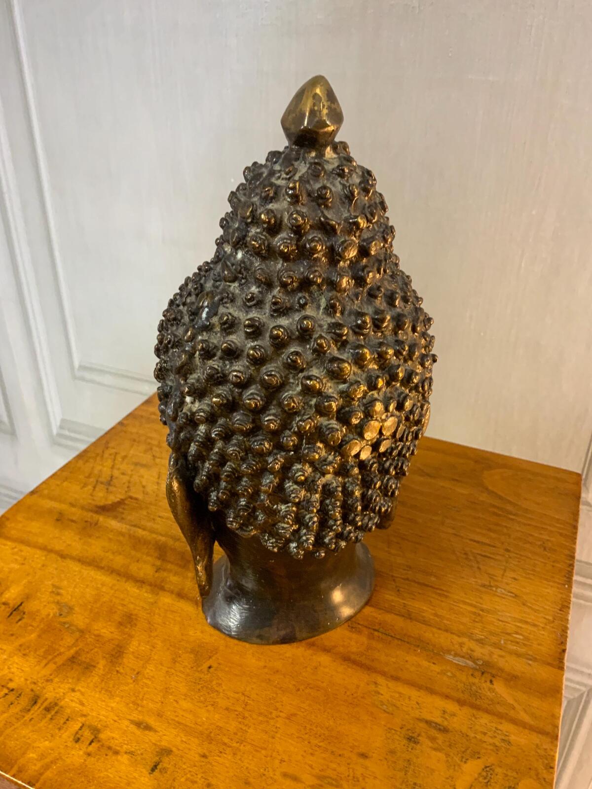 Bronze Buddha Head Statue, Home Decor (20cm)