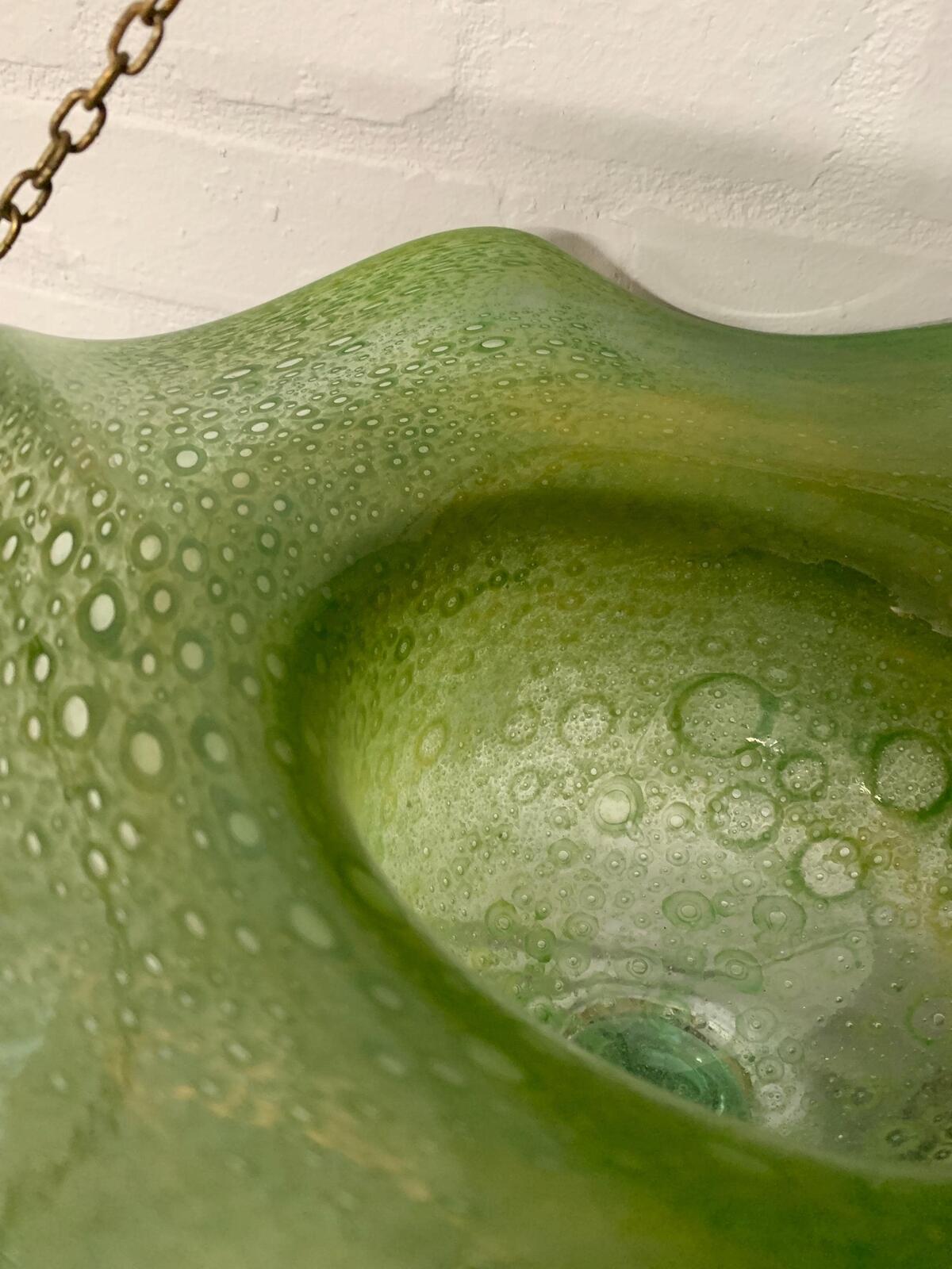 Vintage green hand blown pendant light