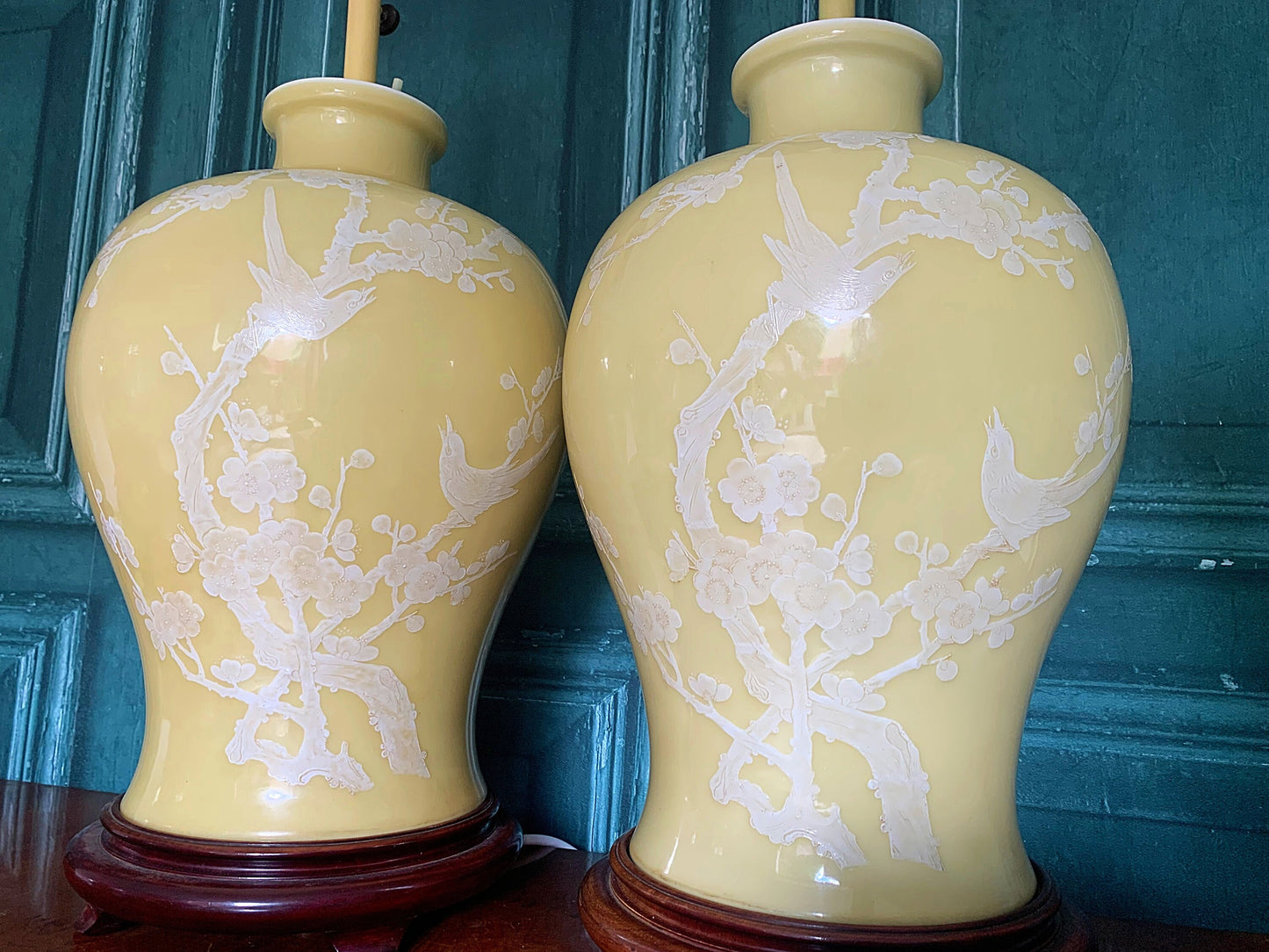 A stunning pair of Chinese floor lamp conversions