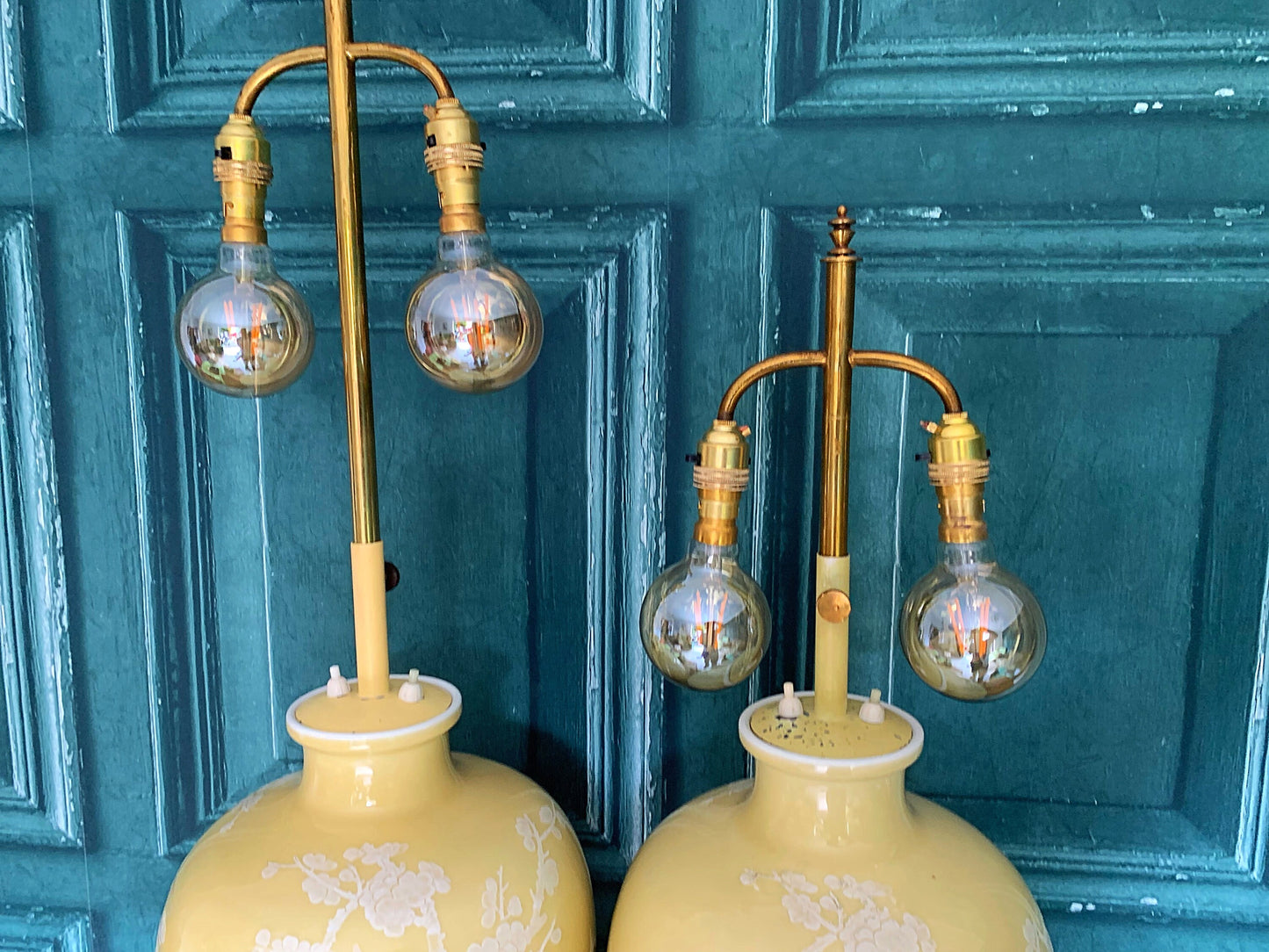 A stunning pair of Chinese floor lamp conversions