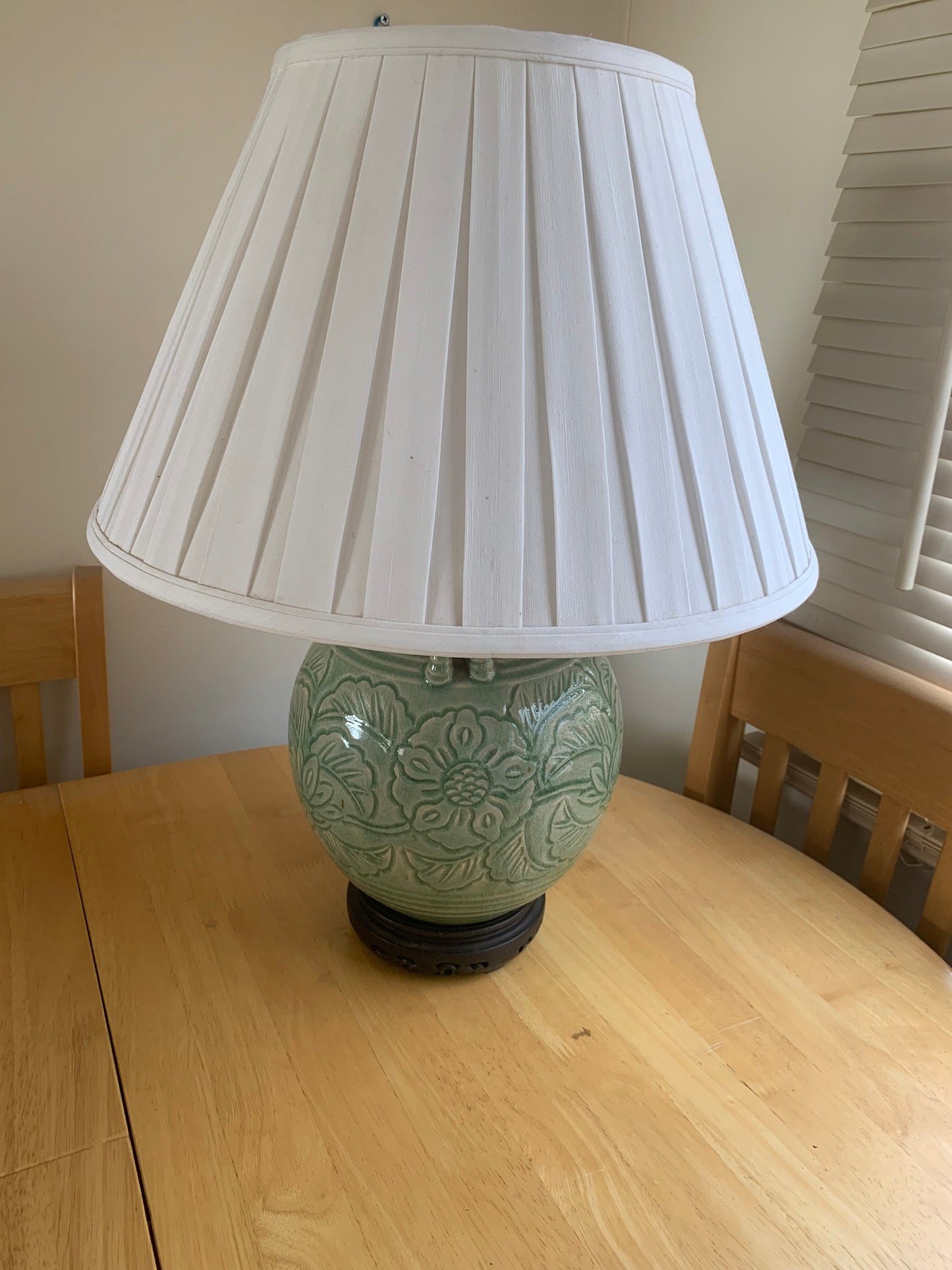 An outstanding Chinese celadon vase/lamp conversion