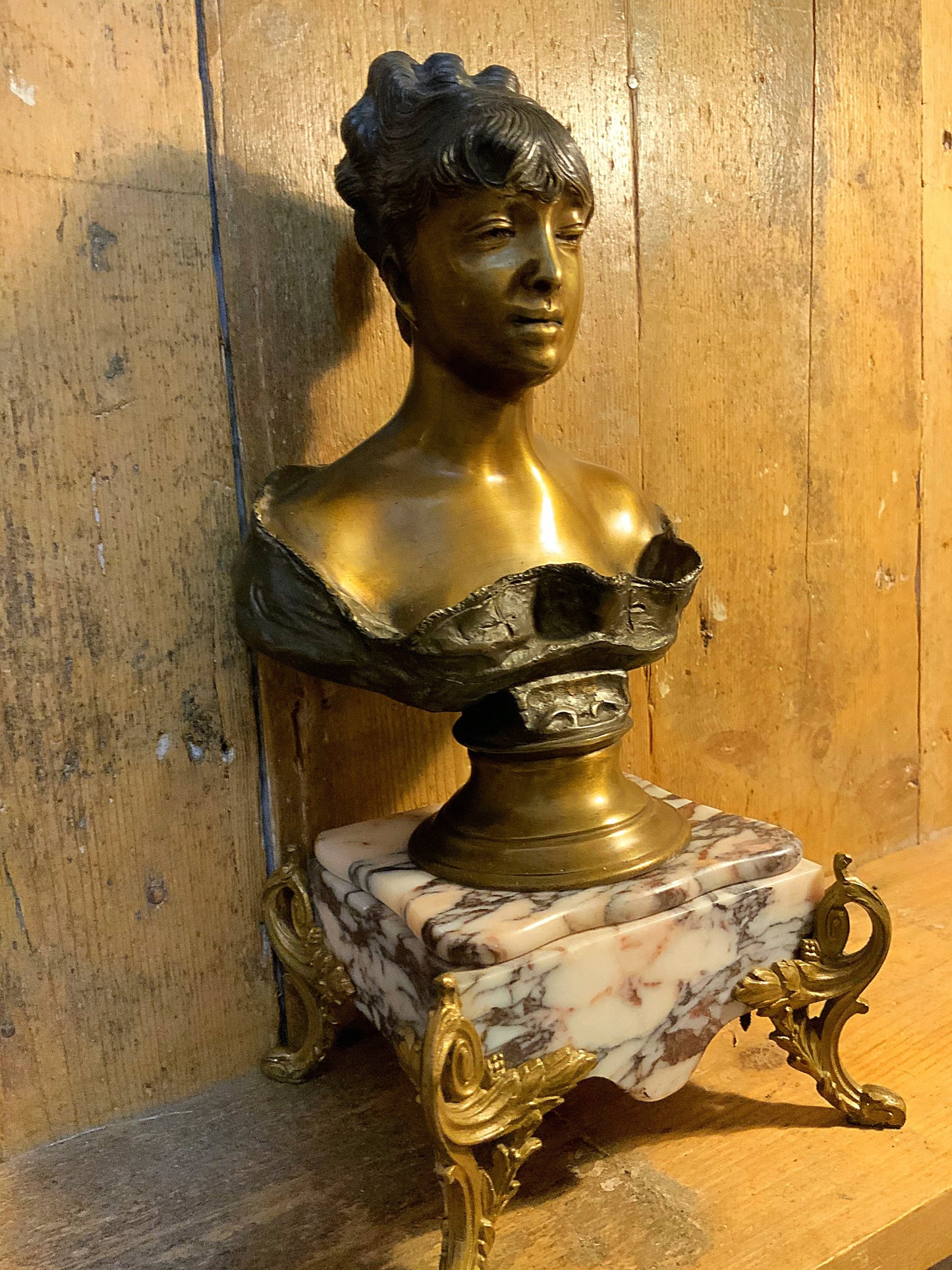 A stunning Italian bronze “Busto femminite” bust