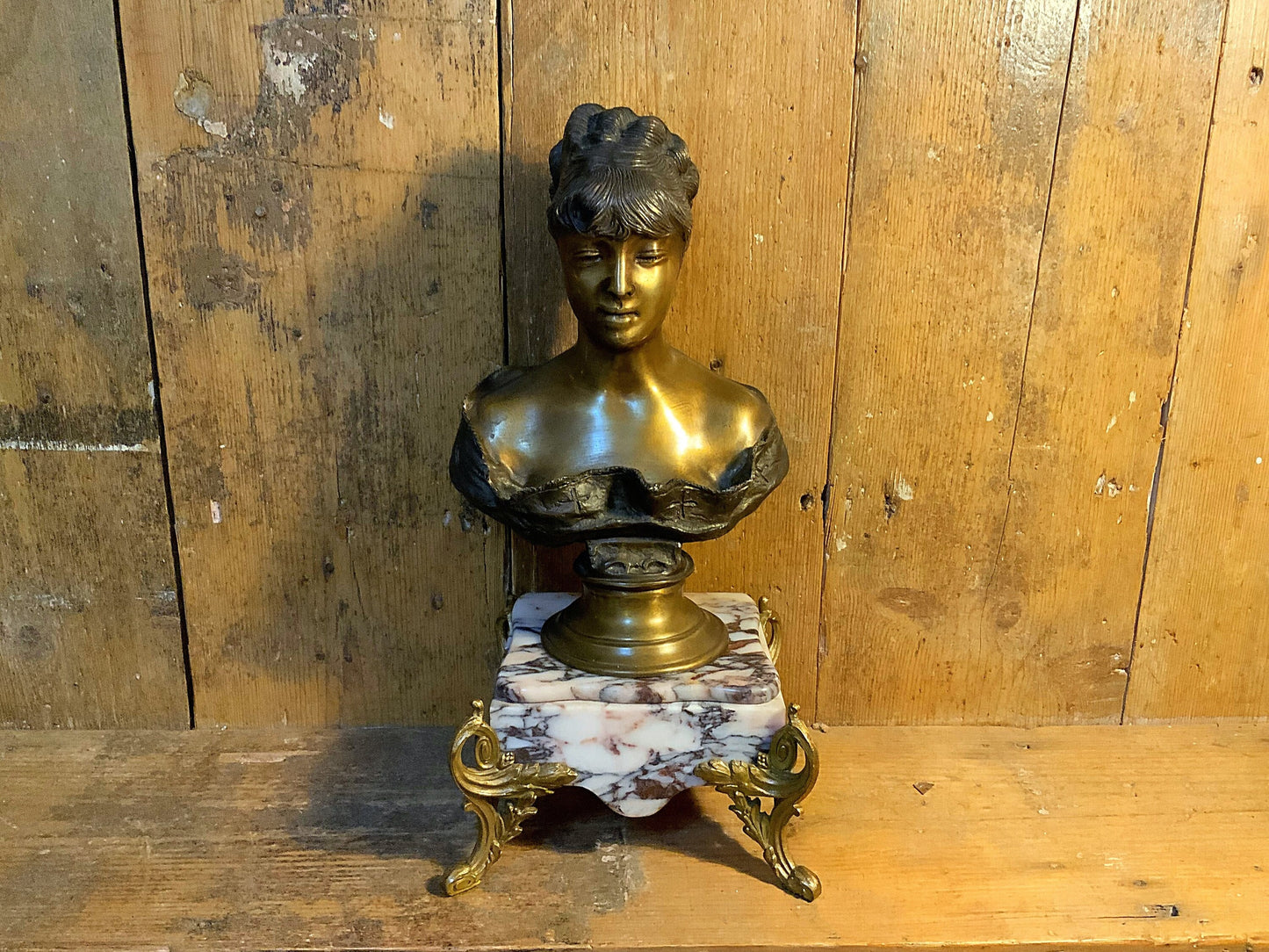 A stunning Italian bronze “Busto femminite” bust