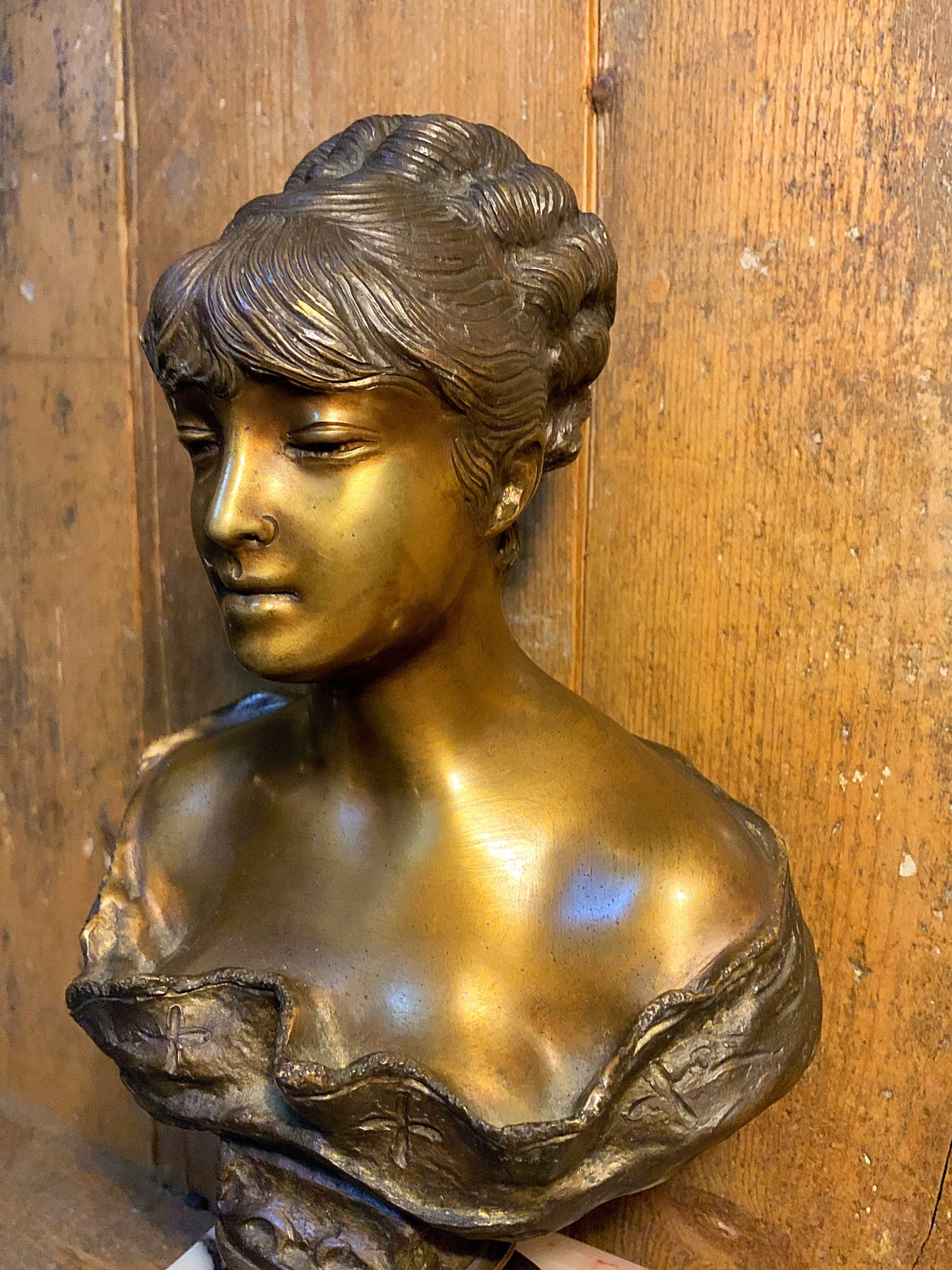 A stunning Italian bronze “Busto femminite” bust