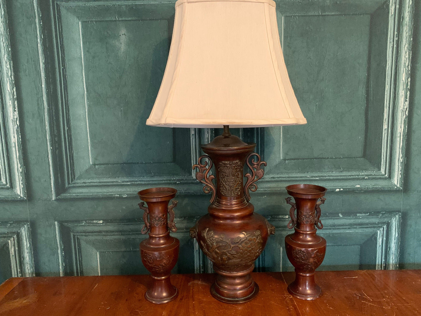 A beautiful Japanese Meiji period lamp conversion