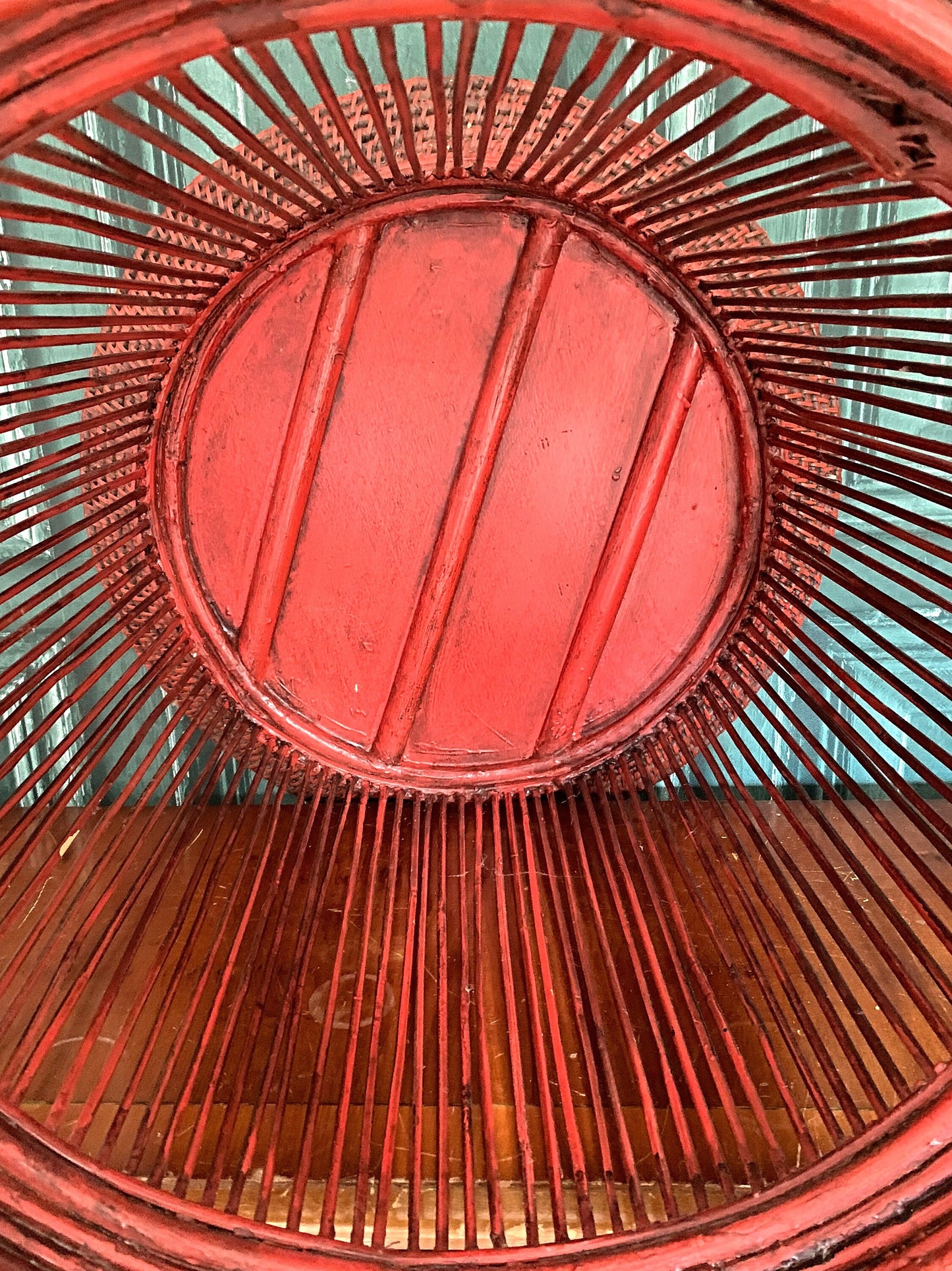 An exquisite mid century rattan coffee table