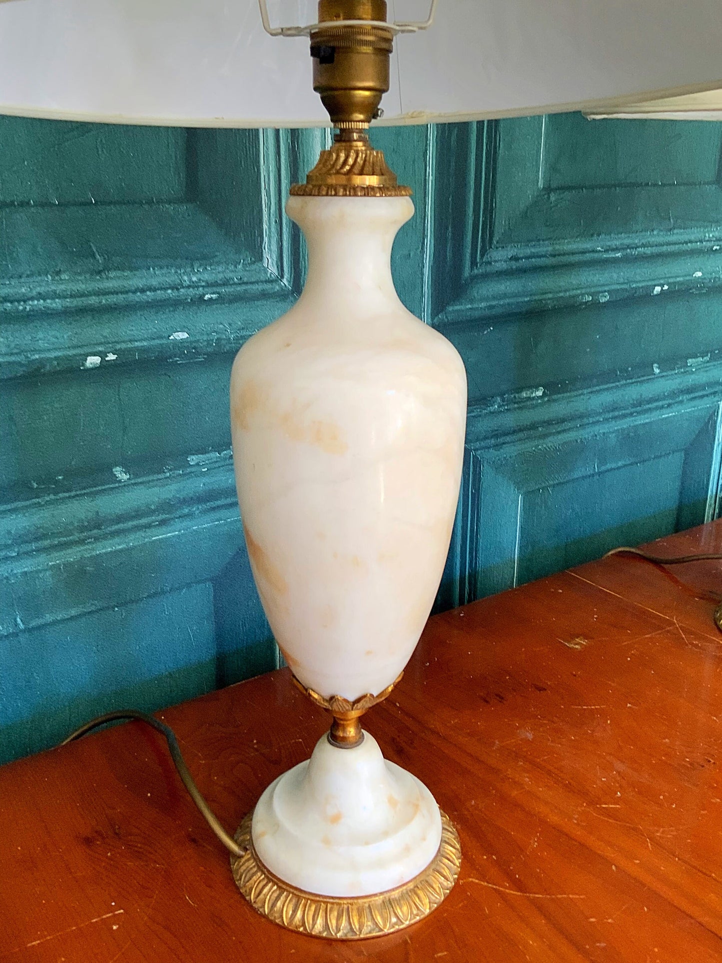 A beautiful  French ormalu mounted marble lamp