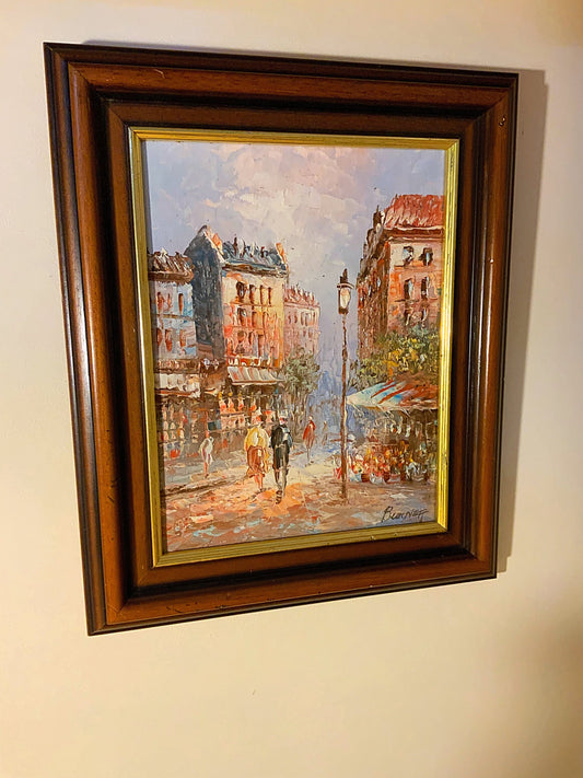 A colourful signed oil painting by Caroline Burnette