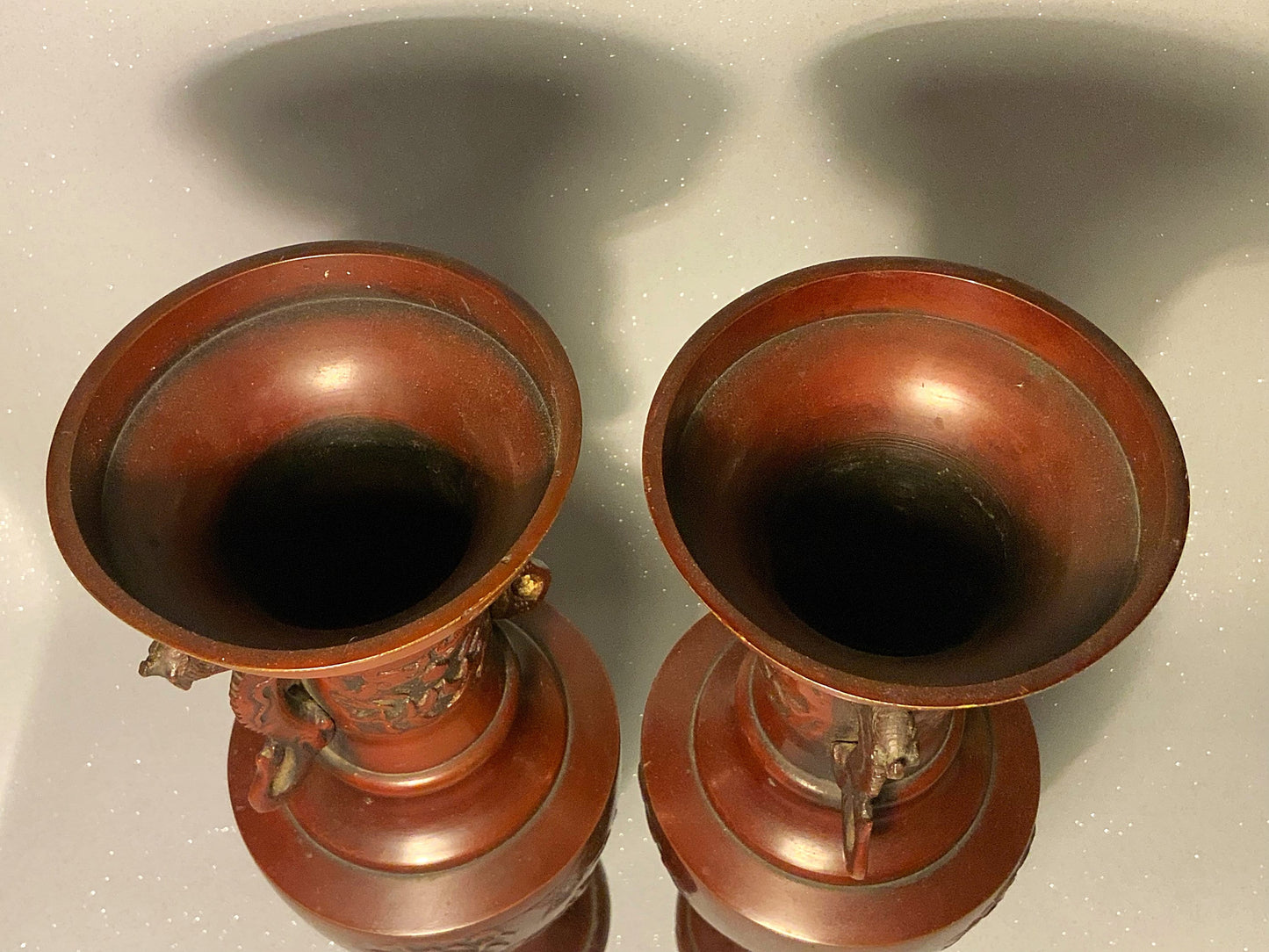 A great pair of Japanese bronze vases