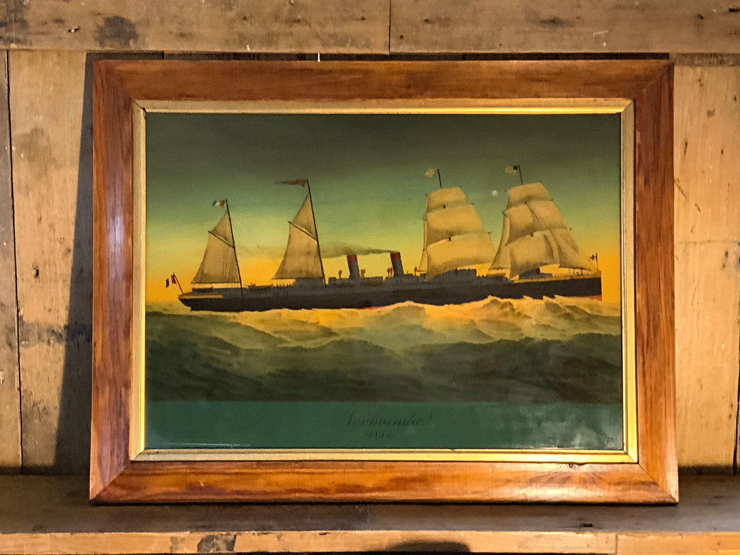 An English 20th century oil on glass picture