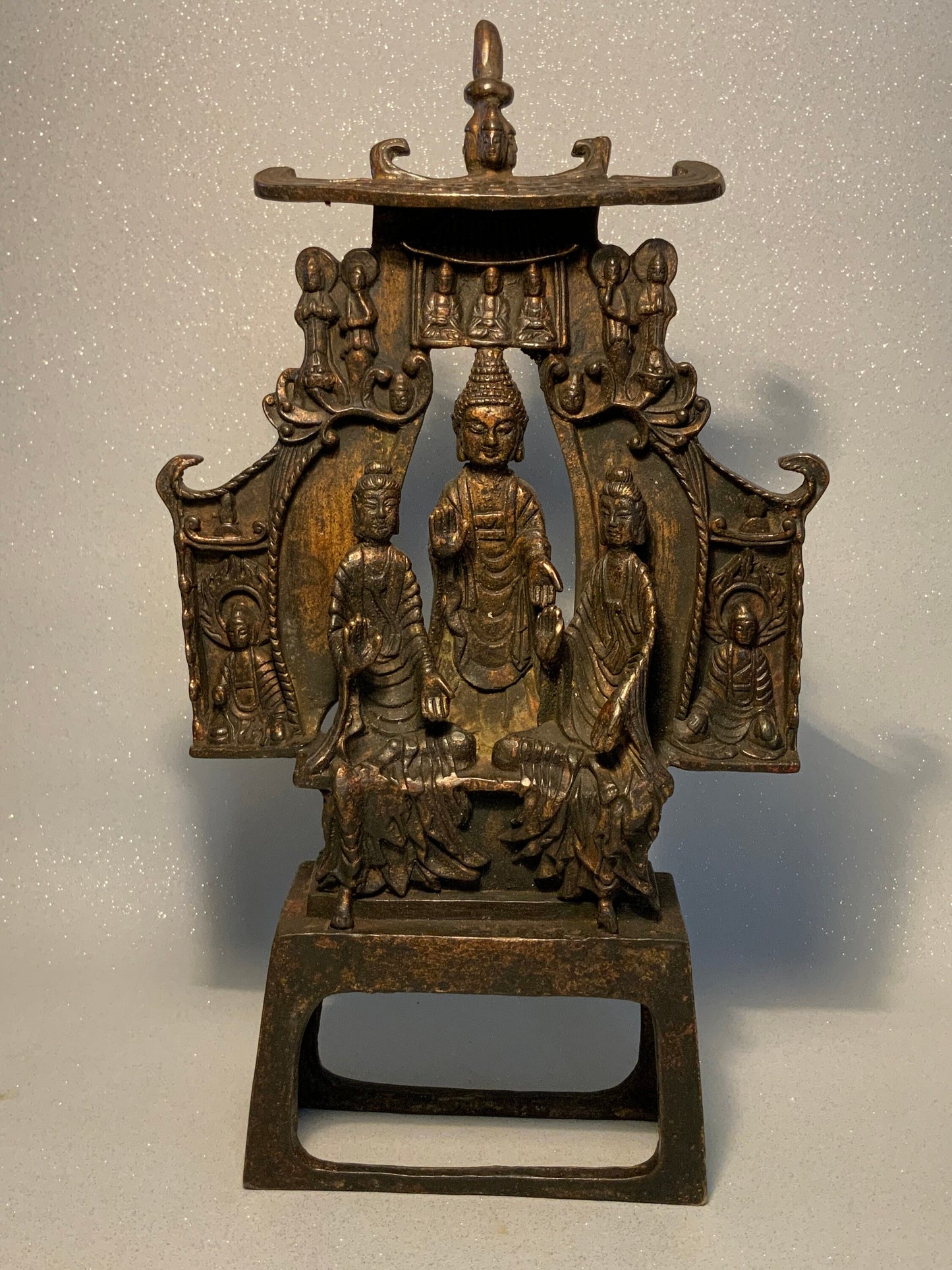 An antique Japanese bronze Buddha statue