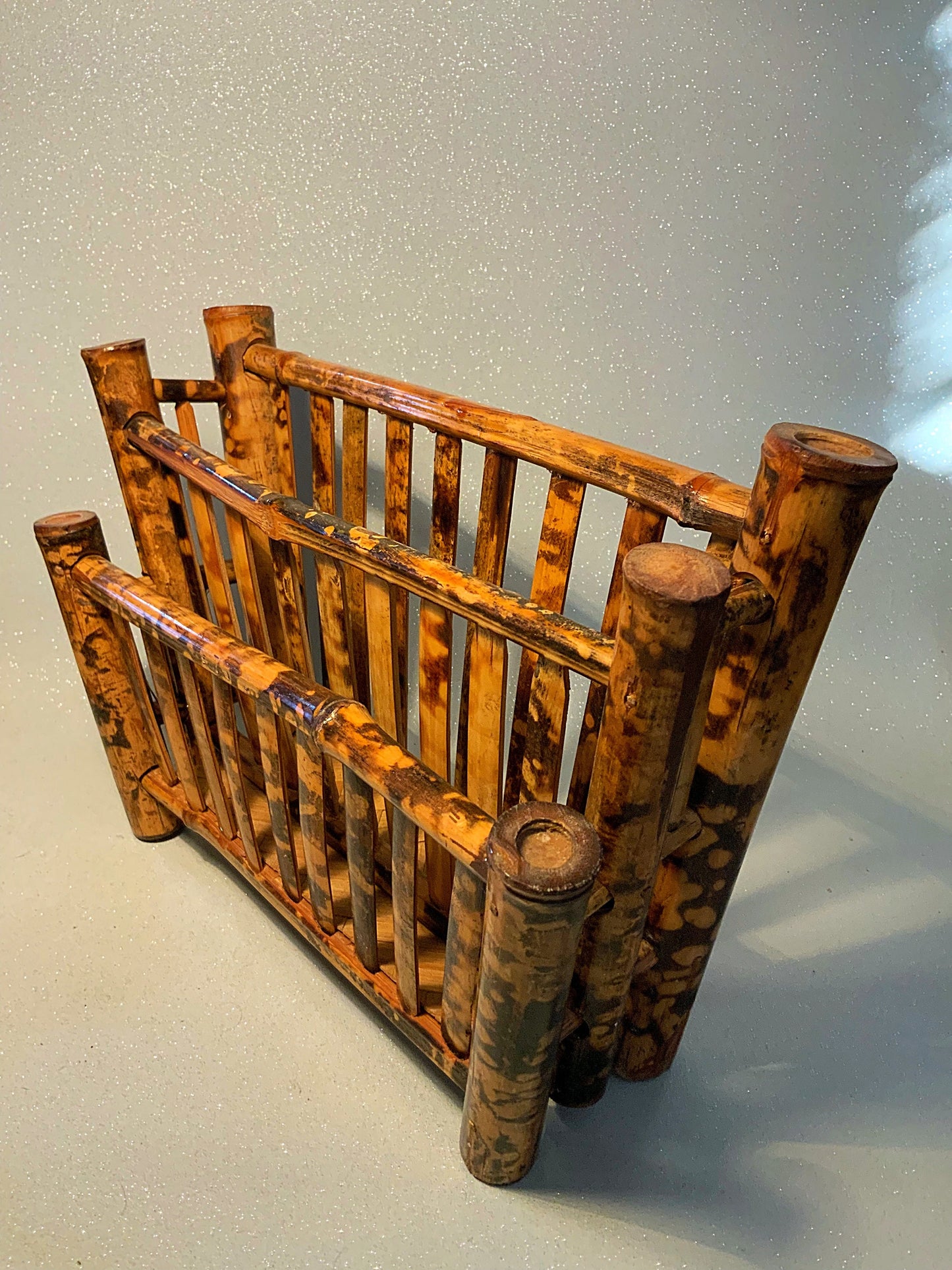 A beautiful Edwardian bamboo letter rack or desk tidy